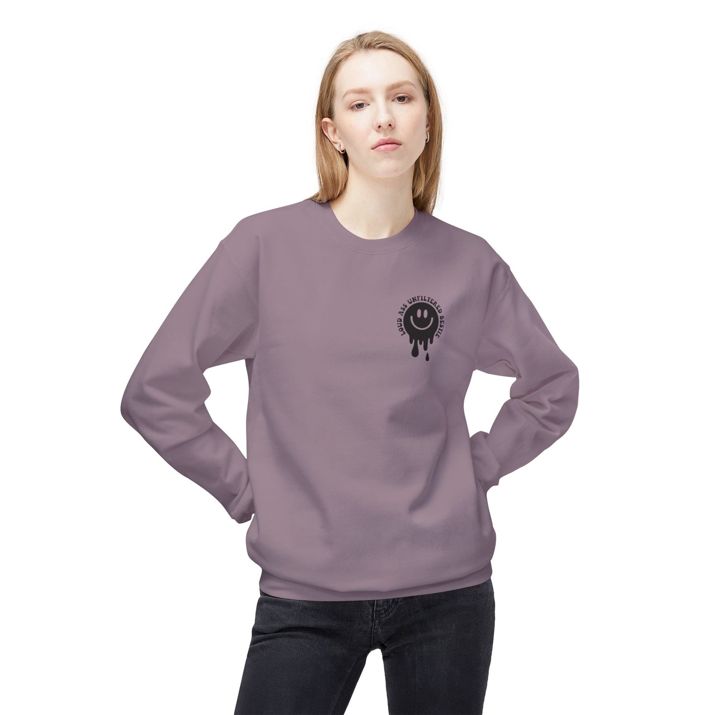 Loud Bestie Sweatshirt, Unfiltered Crewneck, Funny Gift for Friends, Cozy Casual Wear, Humor Apparel, Birthday Gift