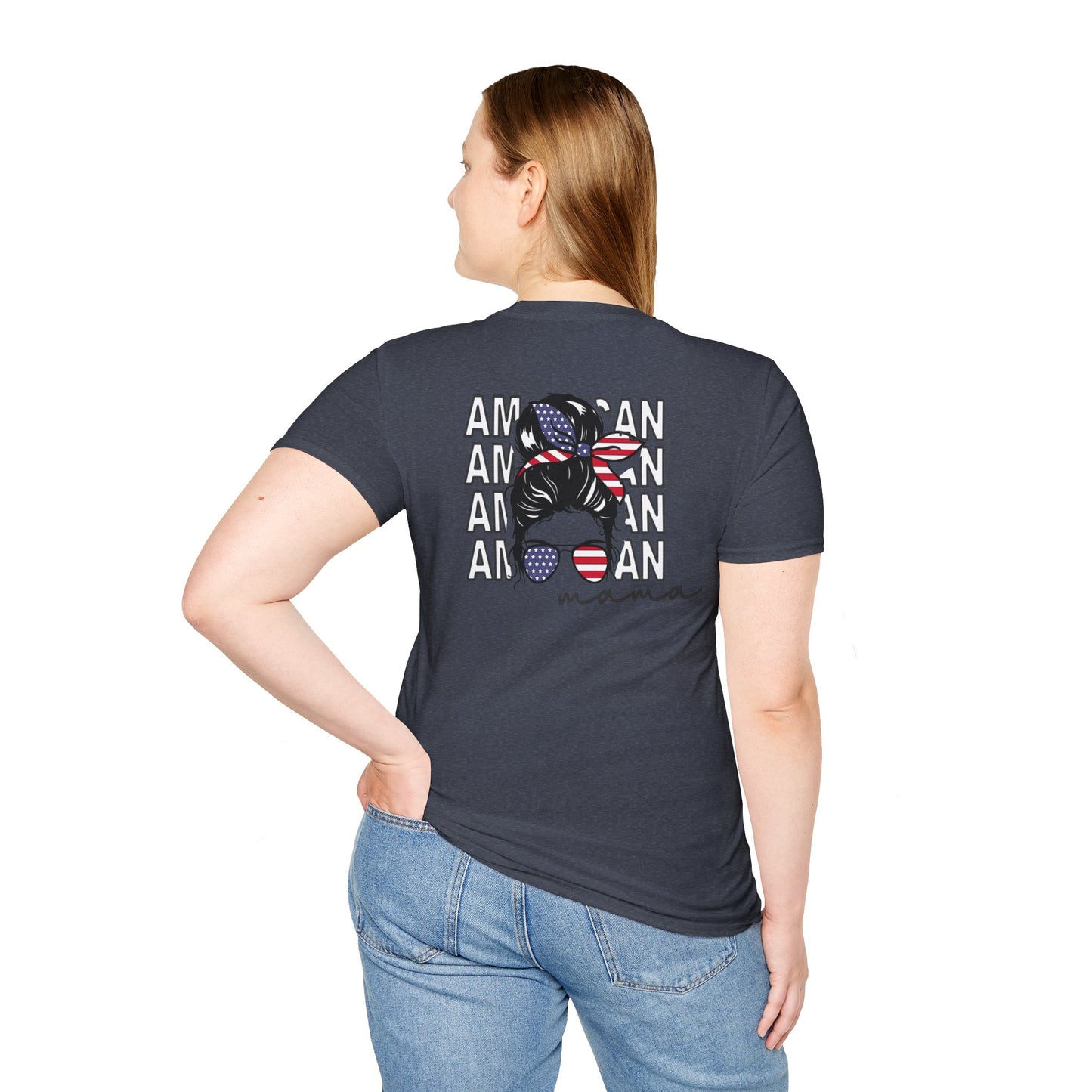 Patriotic Mama T-Shirt, Women's Tee, American Pride Shirt, Independence Day Fashion, Gift for Moms, Casual Summer Top