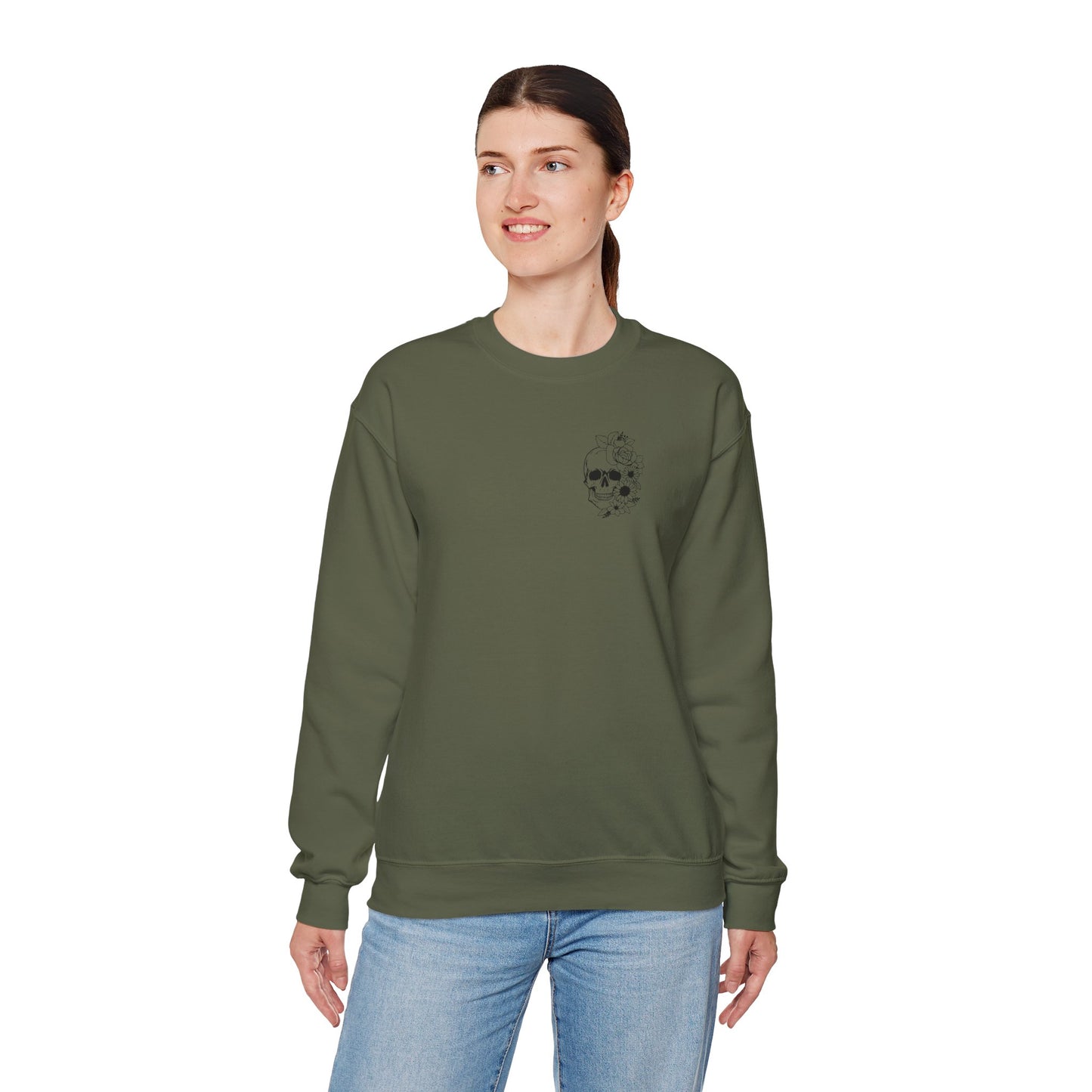 Skull "You don't Have to Please Any of These People " Graphic Crewneck Sweatshirt