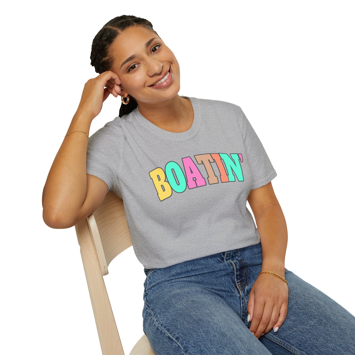 Colorful Boat Themed Unisex Softstyle T-Shirt, Perfect for Summer Days and Casual Outings, Gift for Boating Enthusiasts