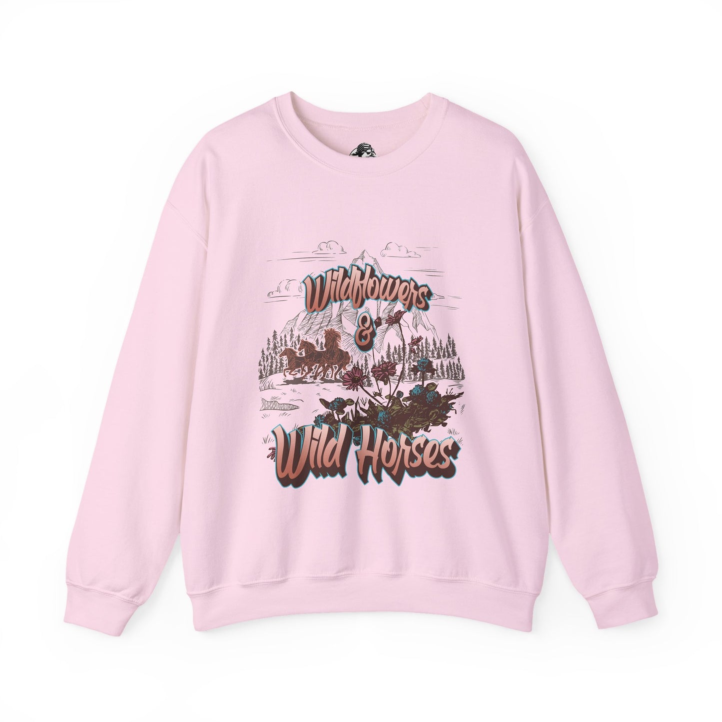 Wildflowers & Wild Horses Sweatshirt, Cozy Crewneck, Unisex Pullover, Nature Lovers Gift, Casual Fall Wear, Outdoor Adventure Apparel