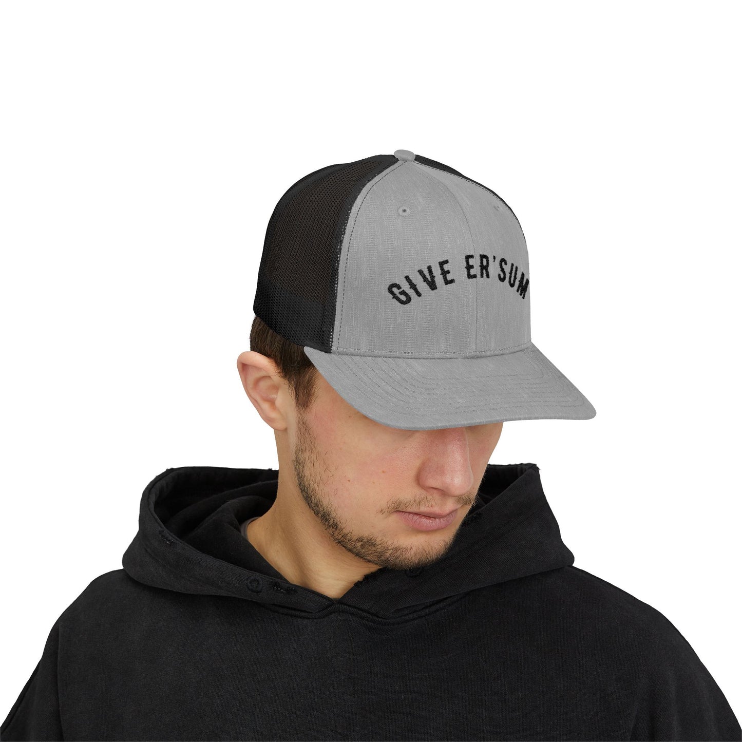 Embroidered Trucker cap - "Give er sum"