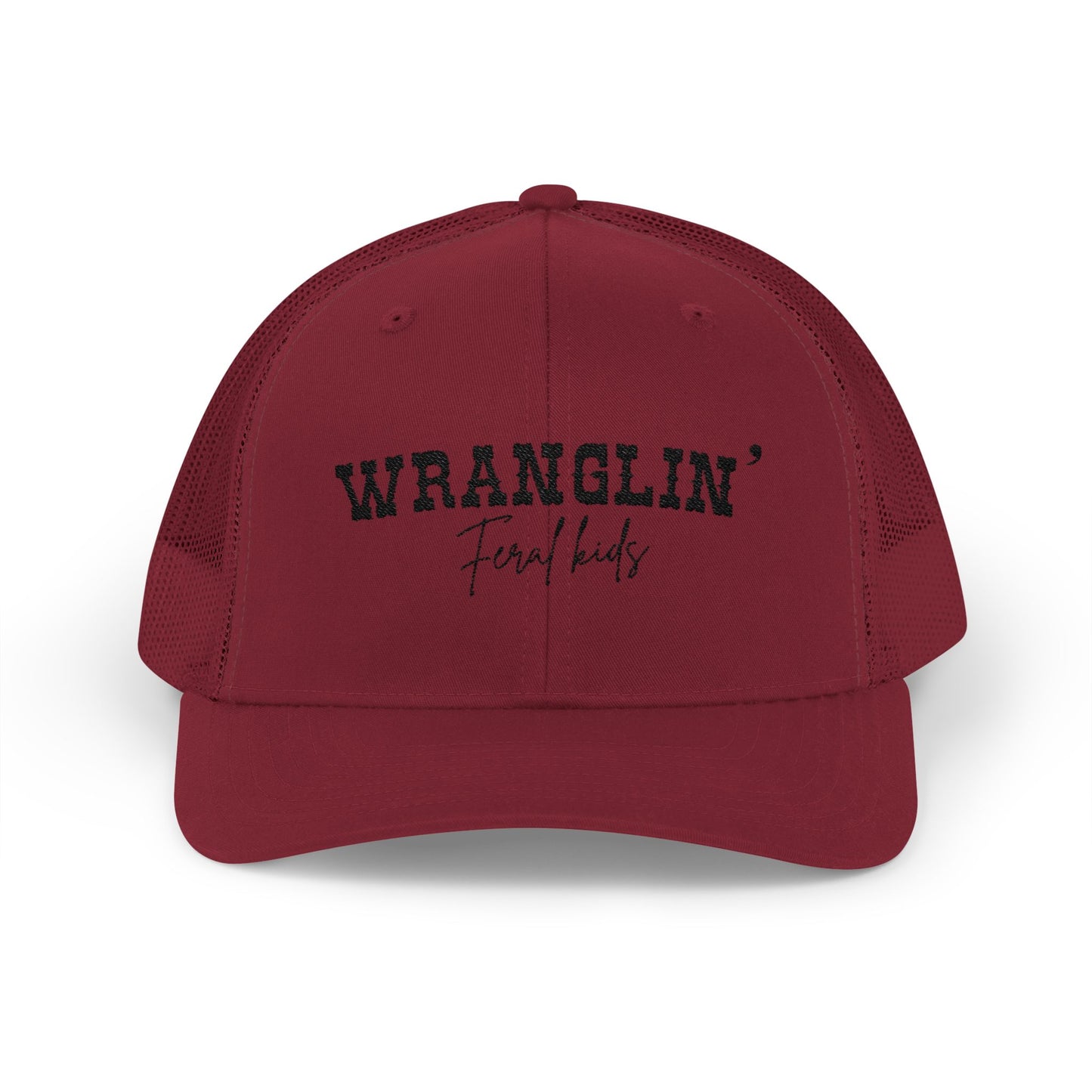 Funny Snapback Trucker Cap - Wranglin' Feral Kids