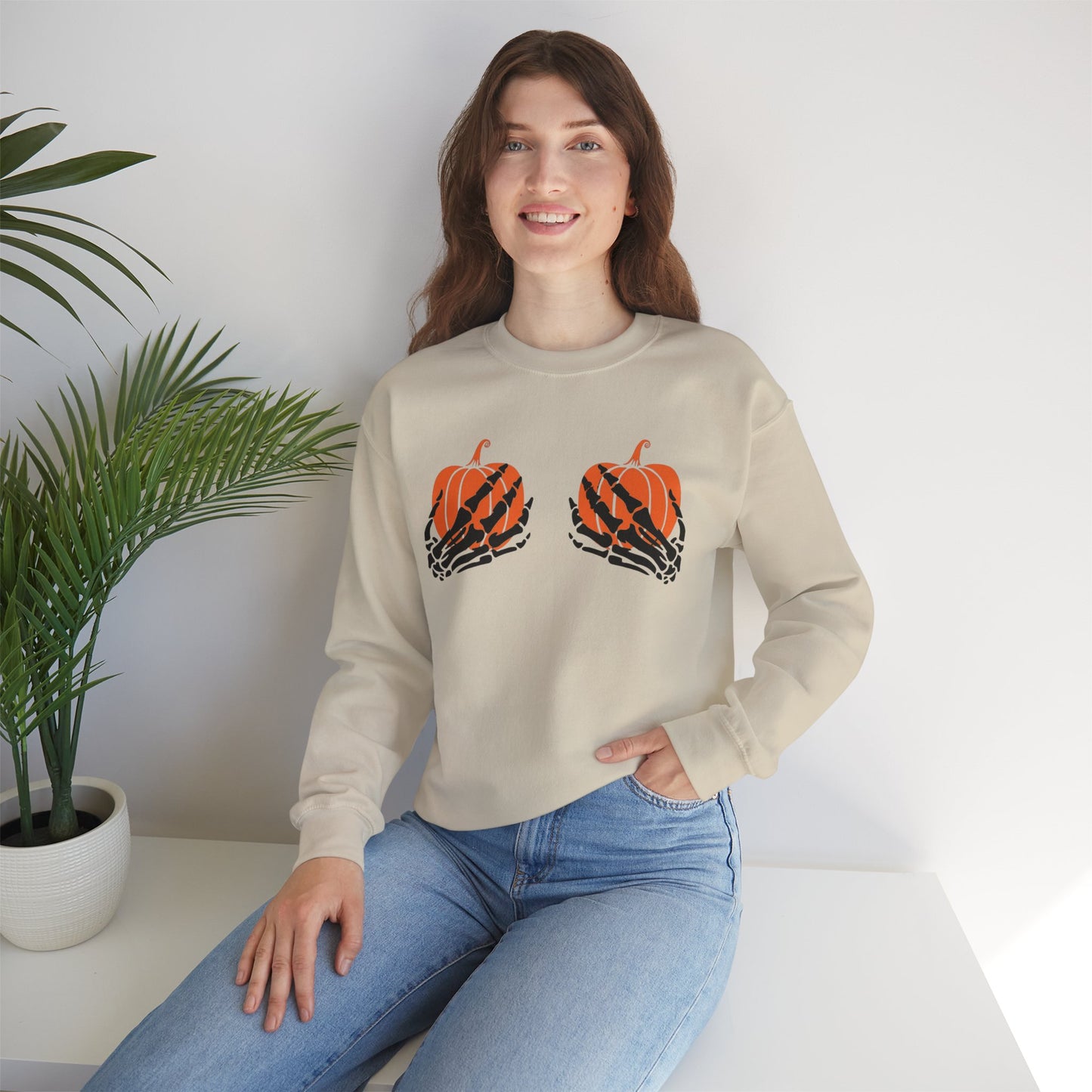 Pumpkin boo-bies (pumpkin smashing season) fleece crewneck