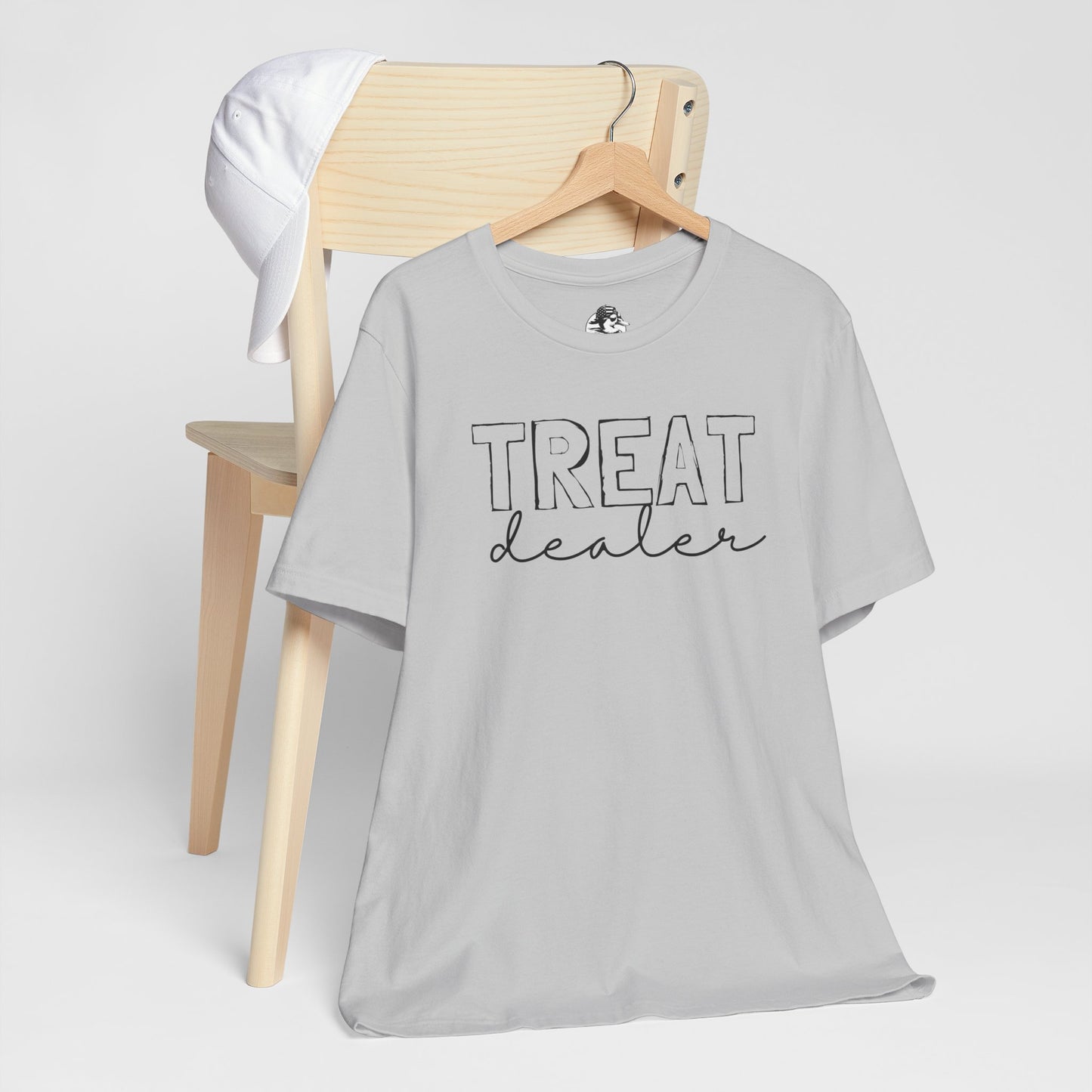 Treat Dealer Unisex Tee, Funny Gift Shirt, Cute Casual Top, Birthday Gift for Friends, Treat Yourself Humor Tee