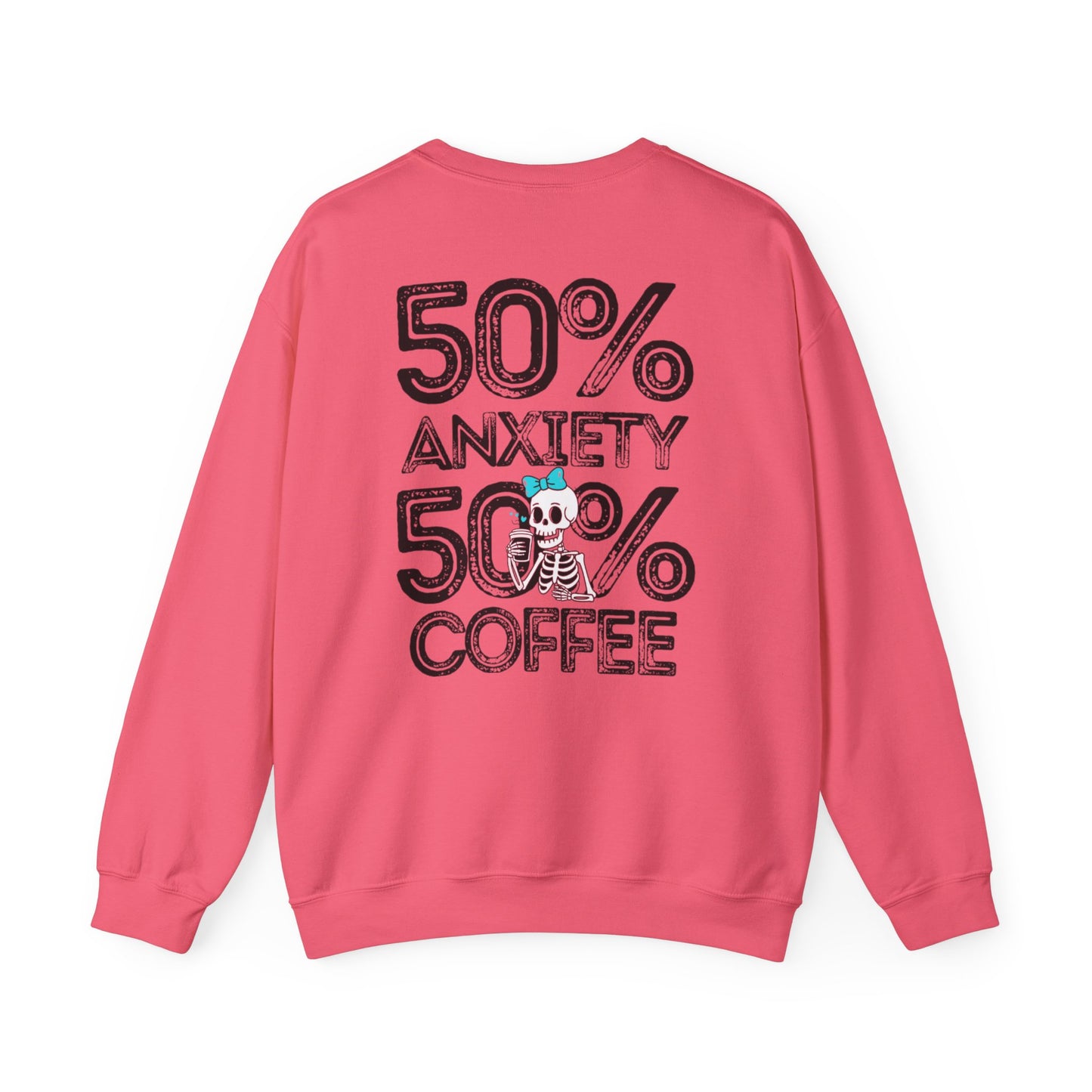 Unisex Fleece Crewneck 50% anxiety 50% coffee