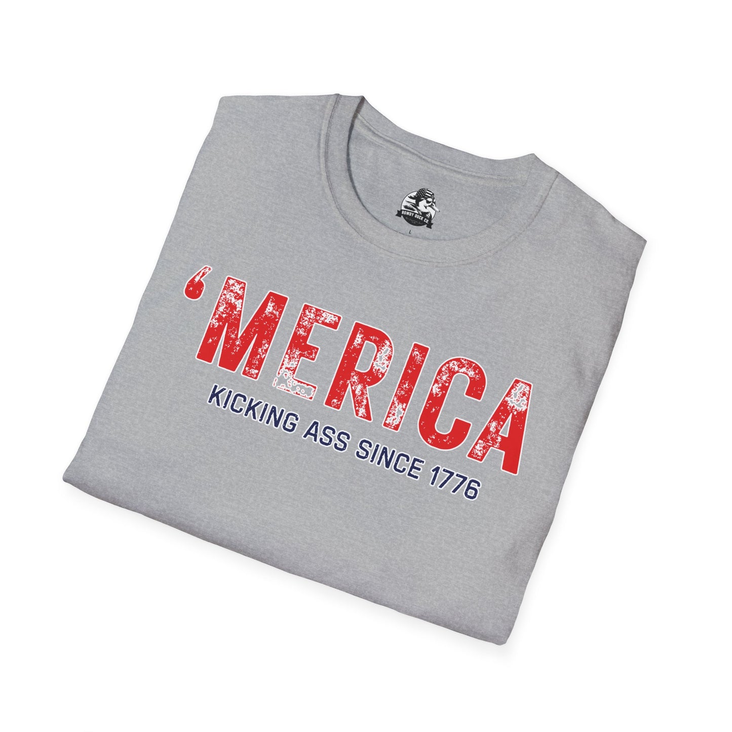 'Merica Kicking Ass T-Shirt | Unisex Softstyle Tee for Patriotic Celebrations, 4th of July, Casual Wear, Gifts, Team Spirit