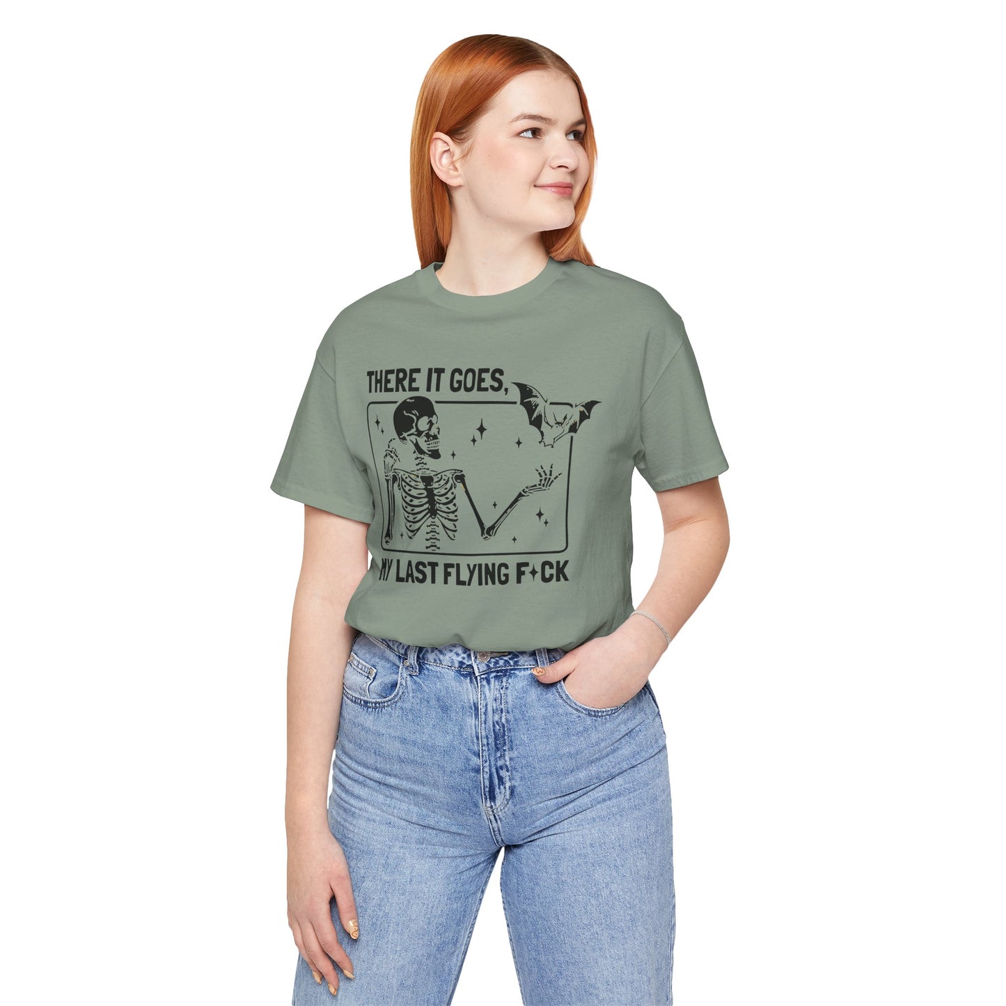 Funny Skeleton Graphic Tee "There Goes My Last Flying Fuck"