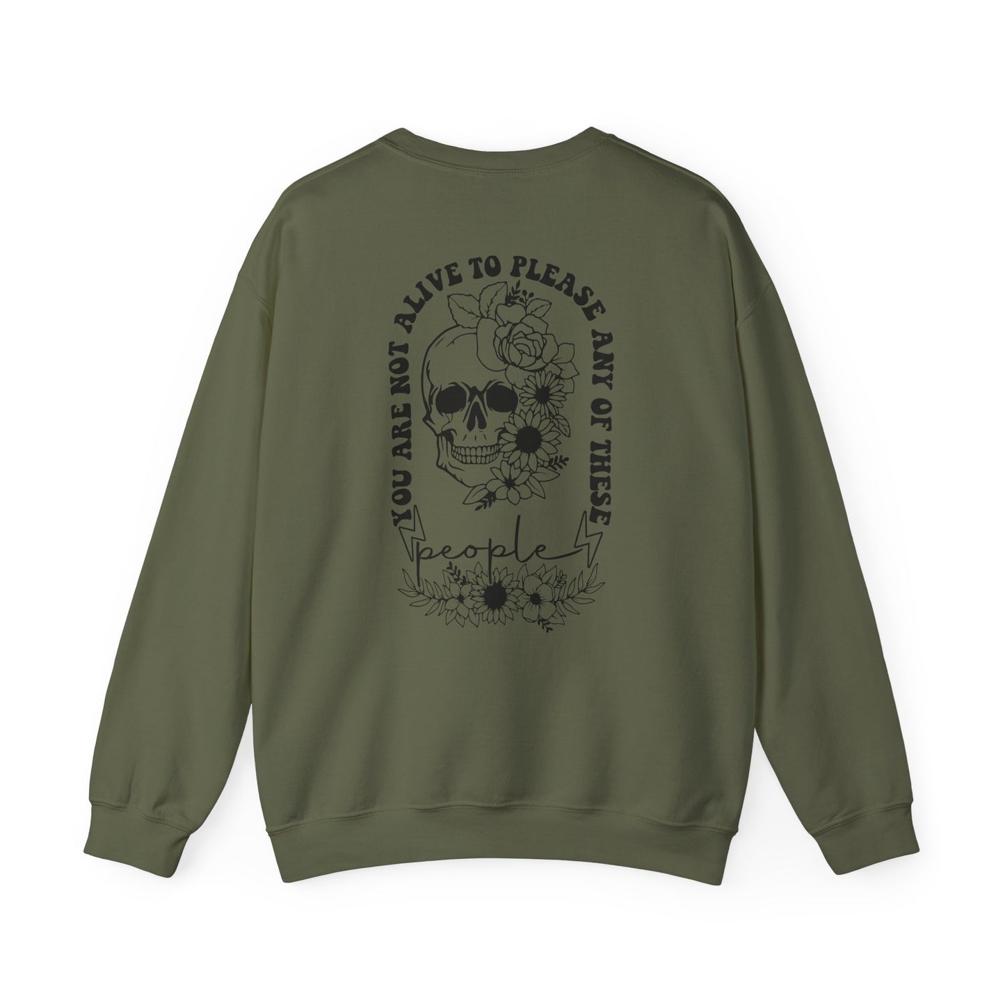 Skull "You don't Have to Please Any of These People " Graphic Crewneck Sweatshirt