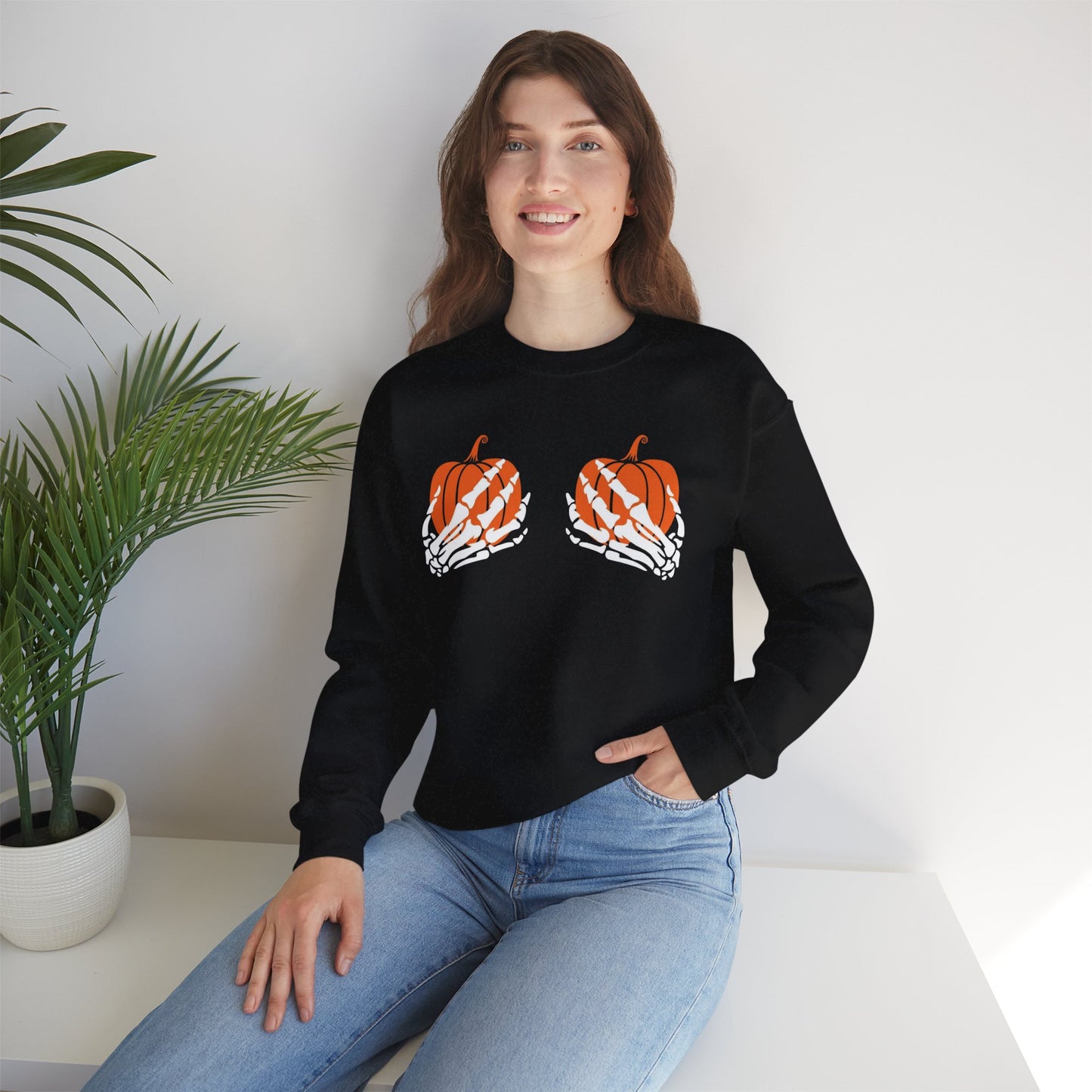Pumpkin boo-bies (pumpkin smashing season) fleece crewneck