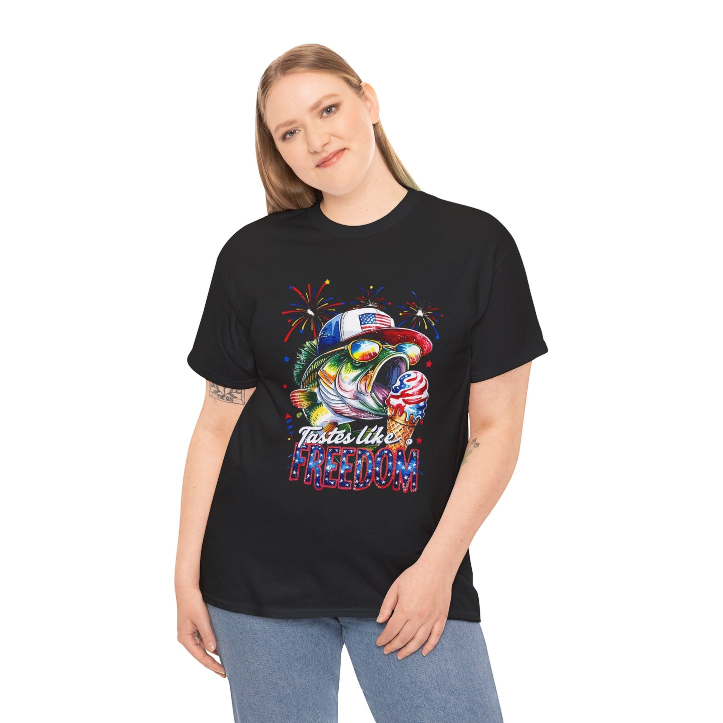 Patriotic Fishing Tee, Fourth of July Shirt, Freedom T-Shirt, Summer Adventure Apparel, Fishing Lover Gift