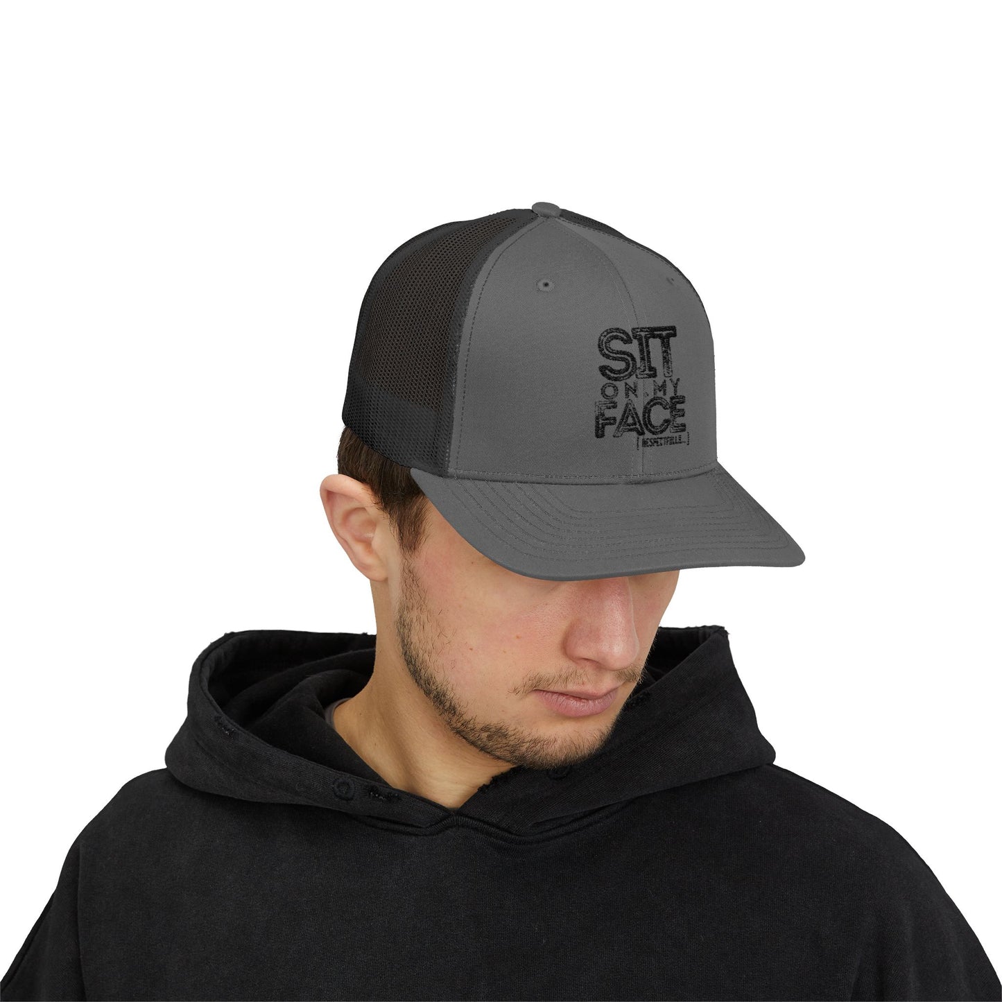 "Sit On My Face, Respectfully" - Embroidered Snapback Trucker Cap
