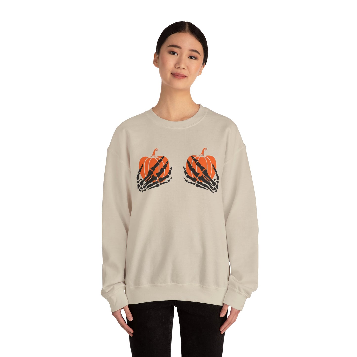 Pumpkin boo-bies (pumpkin smashing season) fleece crewneck