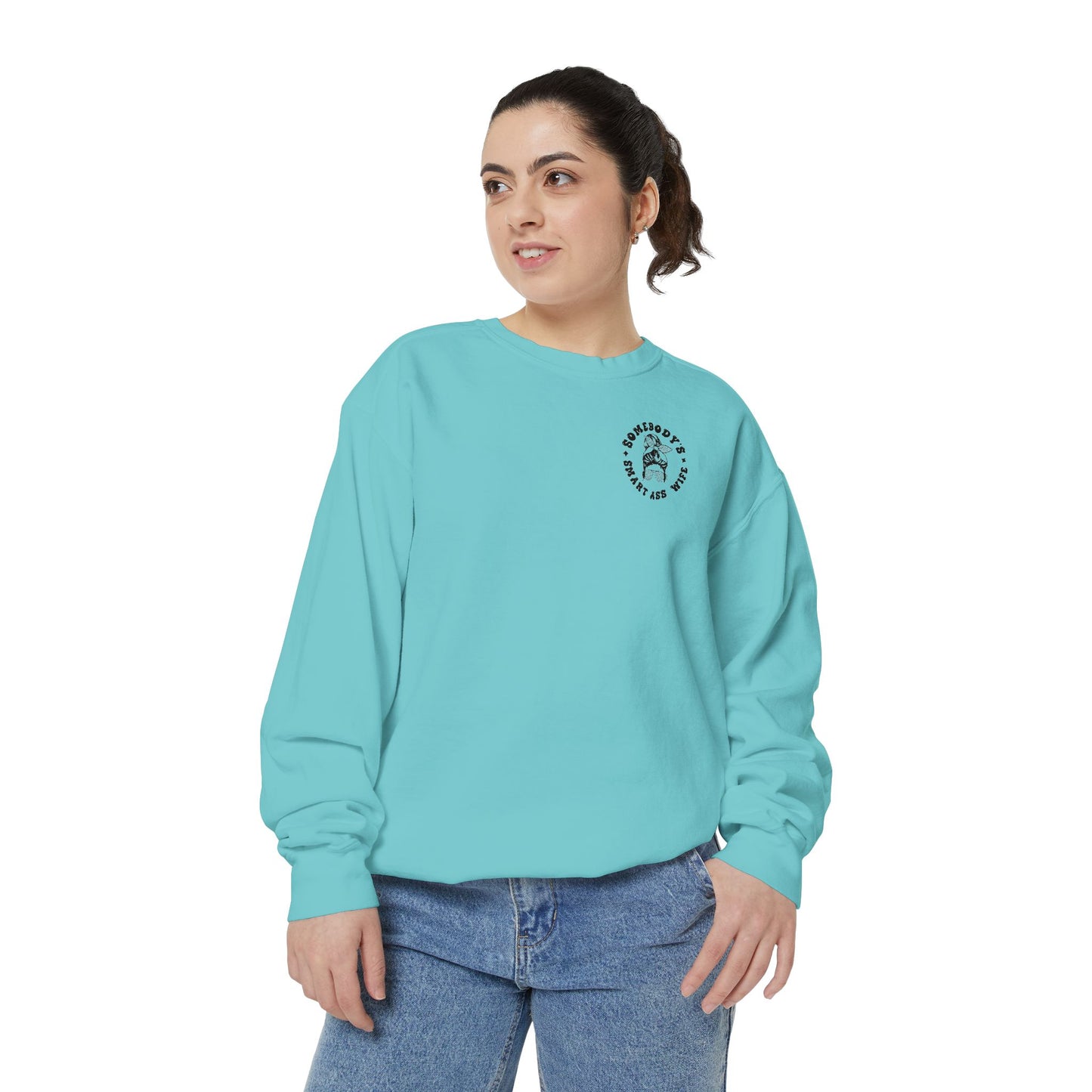 Comfort Colors Graphic Fleece Crewneck - Somebodies Smart Ass Wife