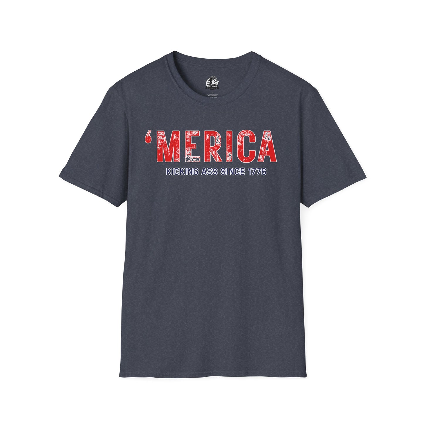 'Merica Kicking Ass T-Shirt | Unisex Softstyle Tee for Patriotic Celebrations, 4th of July, Casual Wear, Gifts, Team Spirit