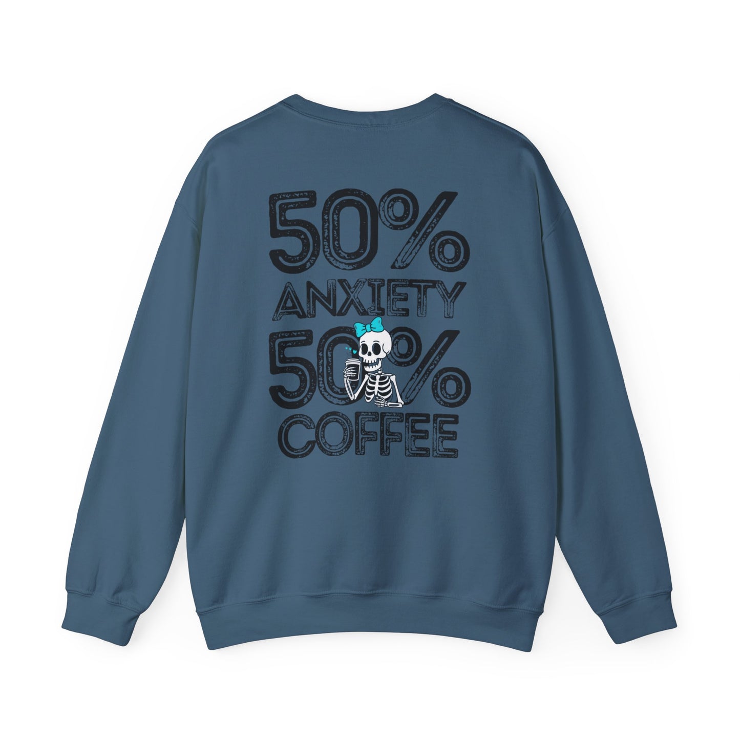 Unisex Fleece Crewneck 50% anxiety 50% coffee
