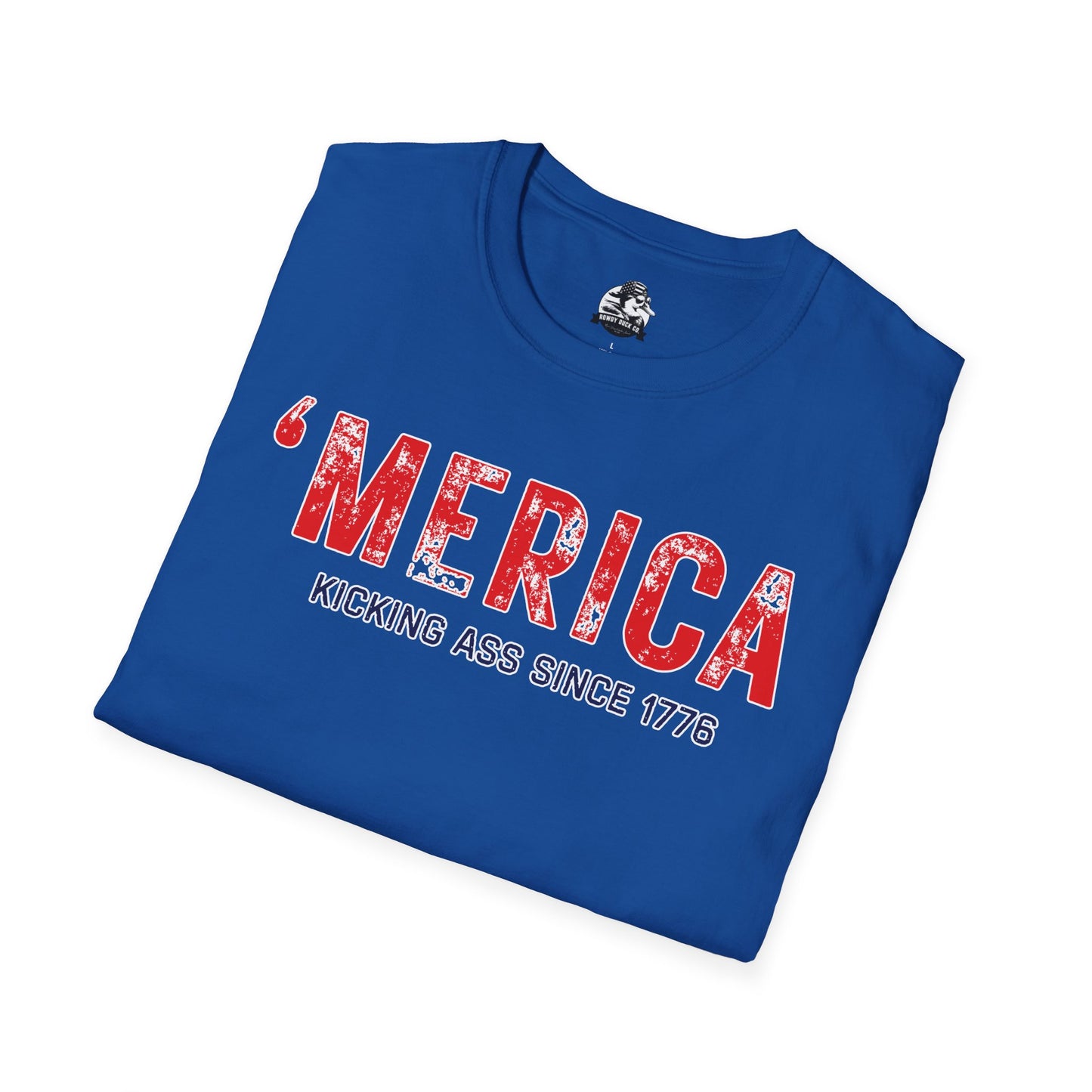 'Merica Kicking Ass T-Shirt | Unisex Softstyle Tee for Patriotic Celebrations, 4th of July, Casual Wear, Gifts, Team Spirit