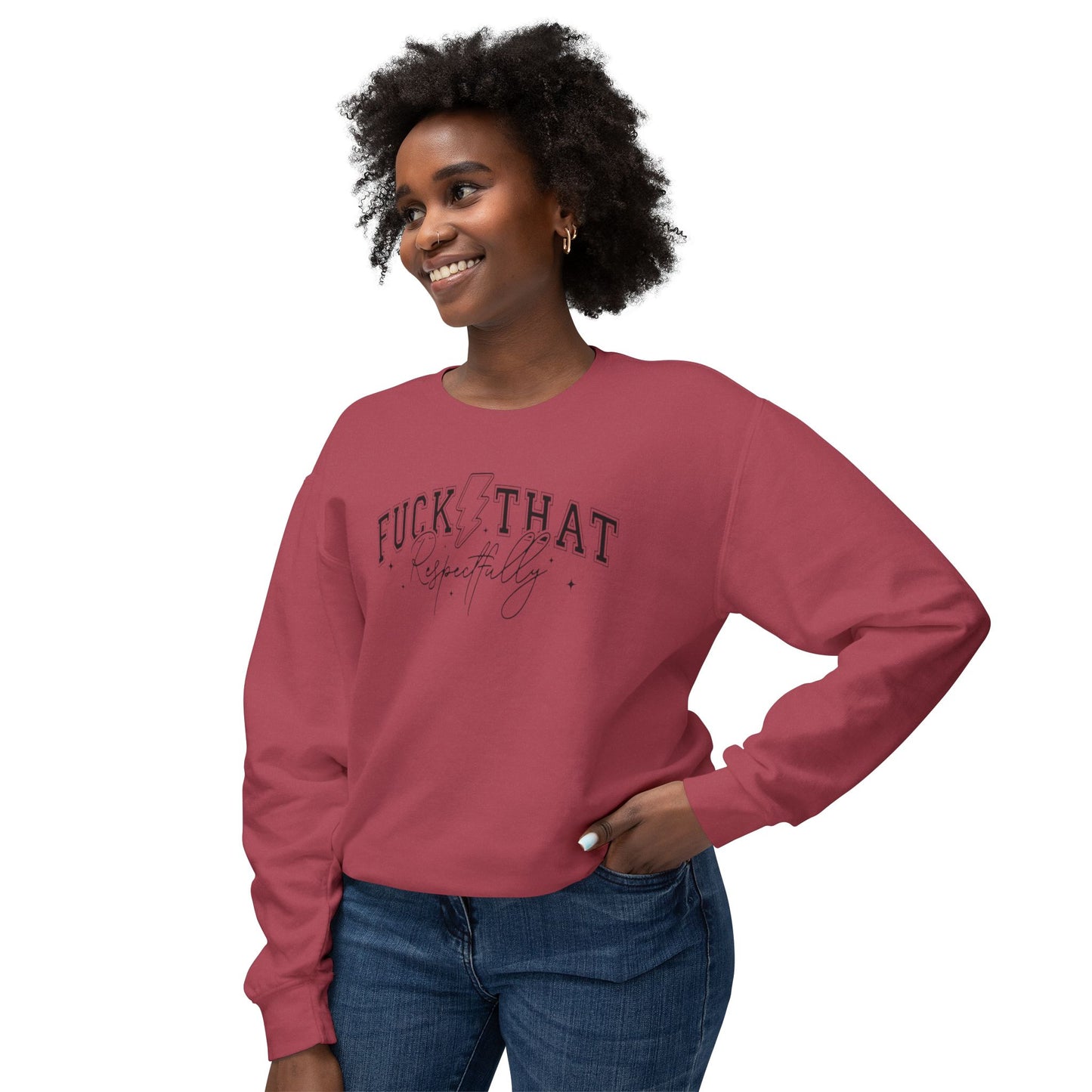 Trendy Crewneck Sweatshirt with 'F*** That' Design, Casual Wear, Gift for Friends, Relaxed Fit, Gift for Her