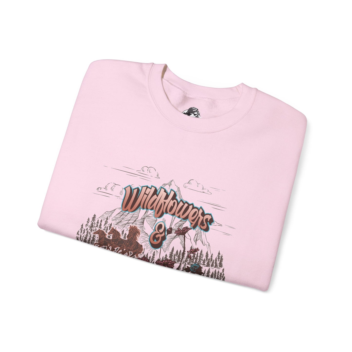 Wildflowers & Wild Horses Sweatshirt, Cozy Crewneck, Unisex Pullover, Nature Lovers Gift, Casual Fall Wear, Outdoor Adventure Apparel