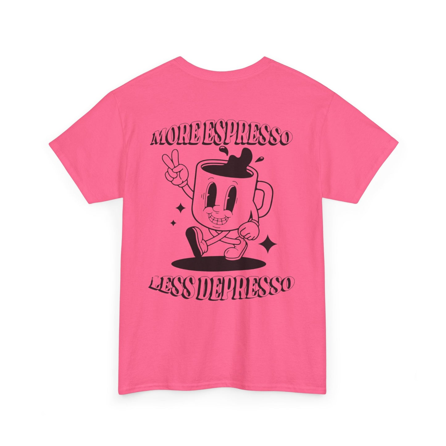 More Espresso Less Depresso Tee | Unisex Heavy Cotton Shirt | Funny Coffee Lover Gift | Casual Wear | Great for Birthdays & Relaxation