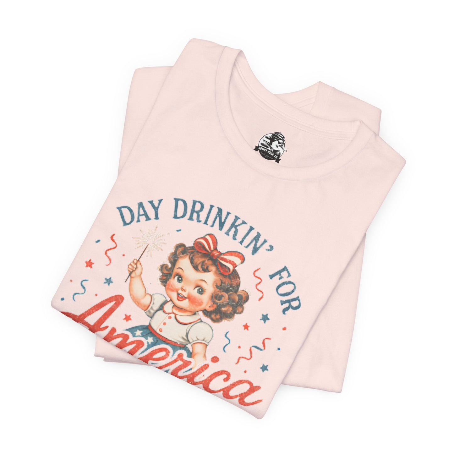 Day Drinkin' for America Unisex Tee, Fun Summer Shirt, Patriotic T-Shirt, Fourth of July Apparel, Gift for BBQ Lovers, Casual Weekend Wear
