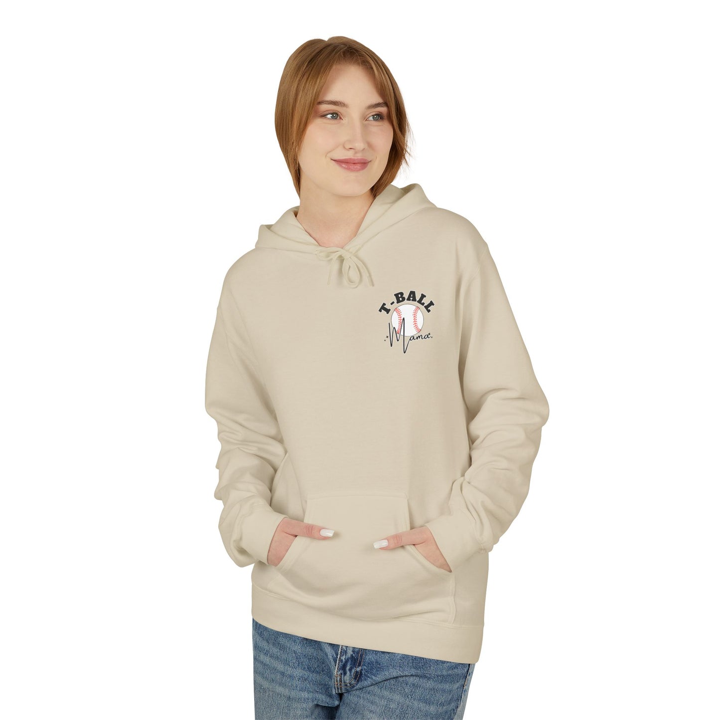 T-Ball Mom Era Fleece Hoodie - Midweight Softstyle Sweatshirt for Sports Moms