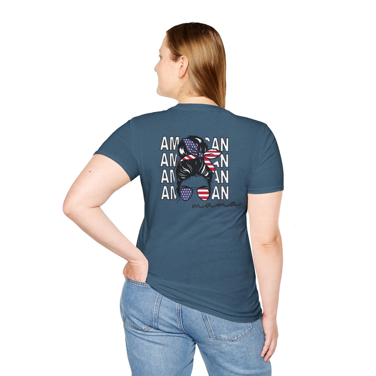 Patriotic Mama T-Shirt, Women's Tee, American Pride Shirt, Independence Day Fashion, Gift for Moms, Casual Summer Top