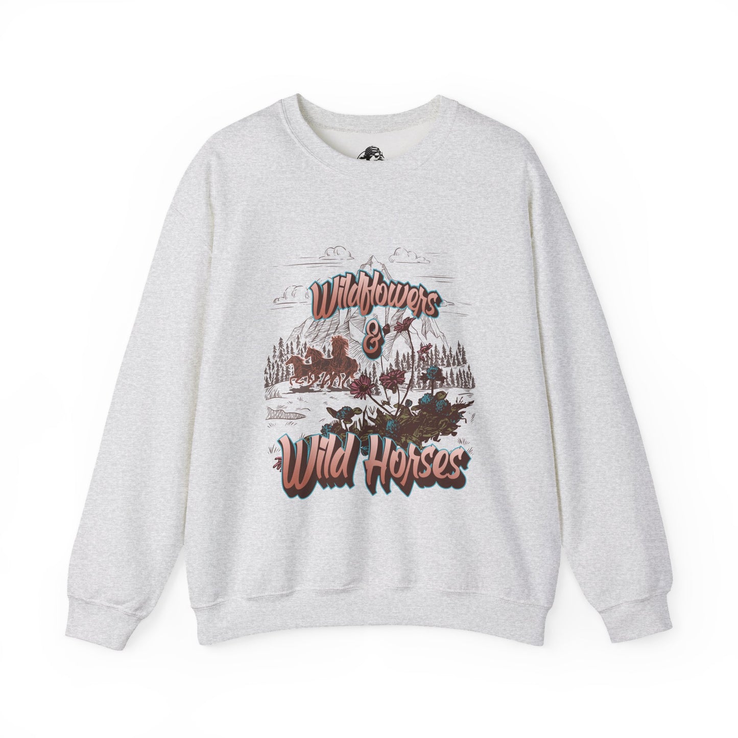 Wildflowers & Wild Horses Sweatshirt, Cozy Crewneck, Unisex Pullover, Nature Lovers Gift, Casual Fall Wear, Outdoor Adventure Apparel