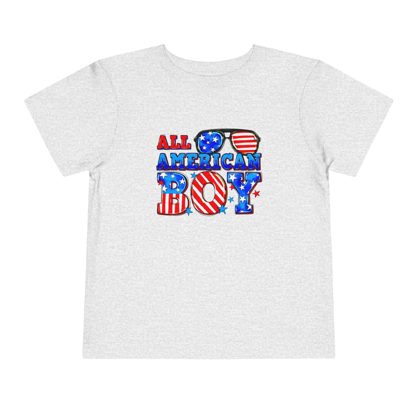 All American Boy Toddler Tee, Kids Patriotic Shirt, July 4th Outfit, Toddler Summer T-Shirt, USA Pride Apparel