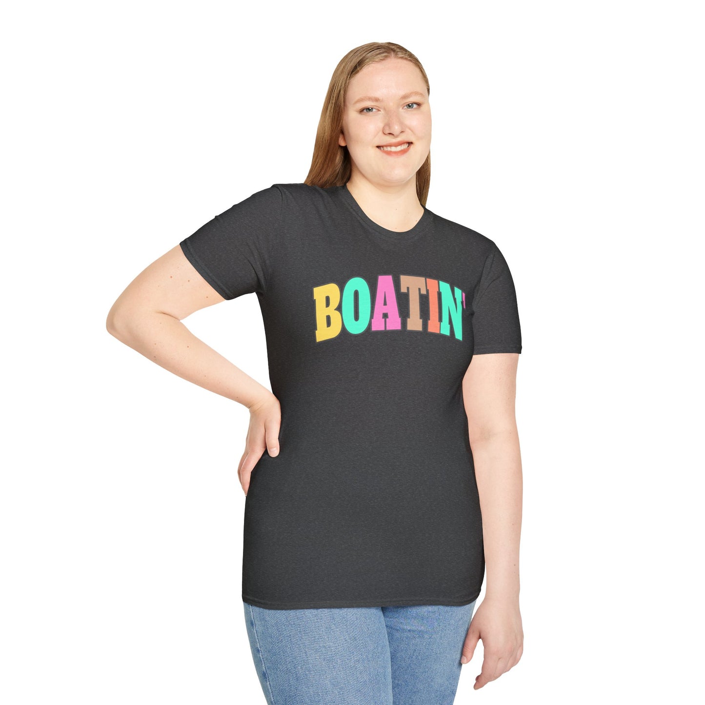 Colorful Boat Themed Unisex Softstyle T-Shirt, Perfect for Summer Days and Casual Outings, Gift for Boating Enthusiasts