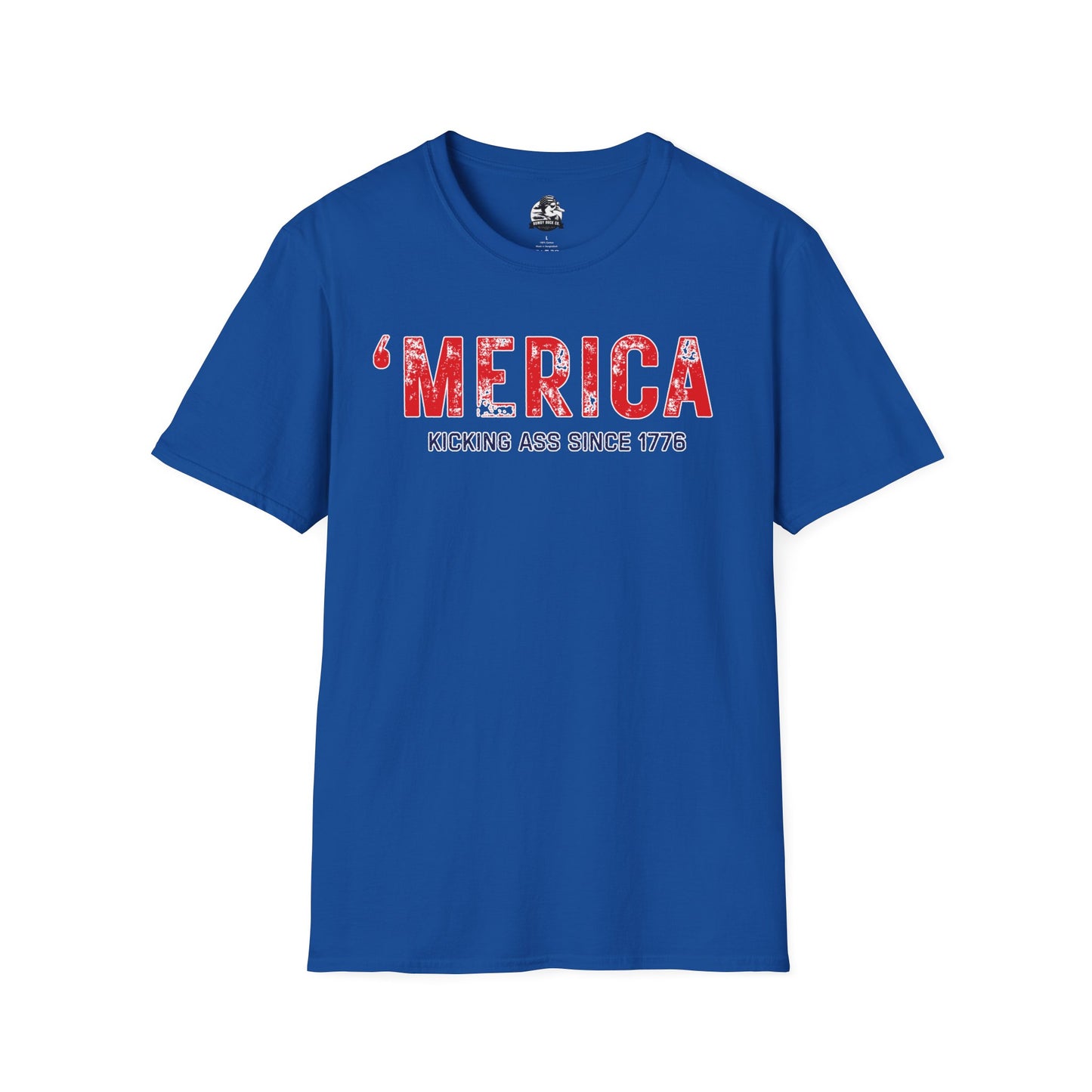 'Merica Kicking Ass T-Shirt | Unisex Softstyle Tee for Patriotic Celebrations, 4th of July, Casual Wear, Gifts, Team Spirit