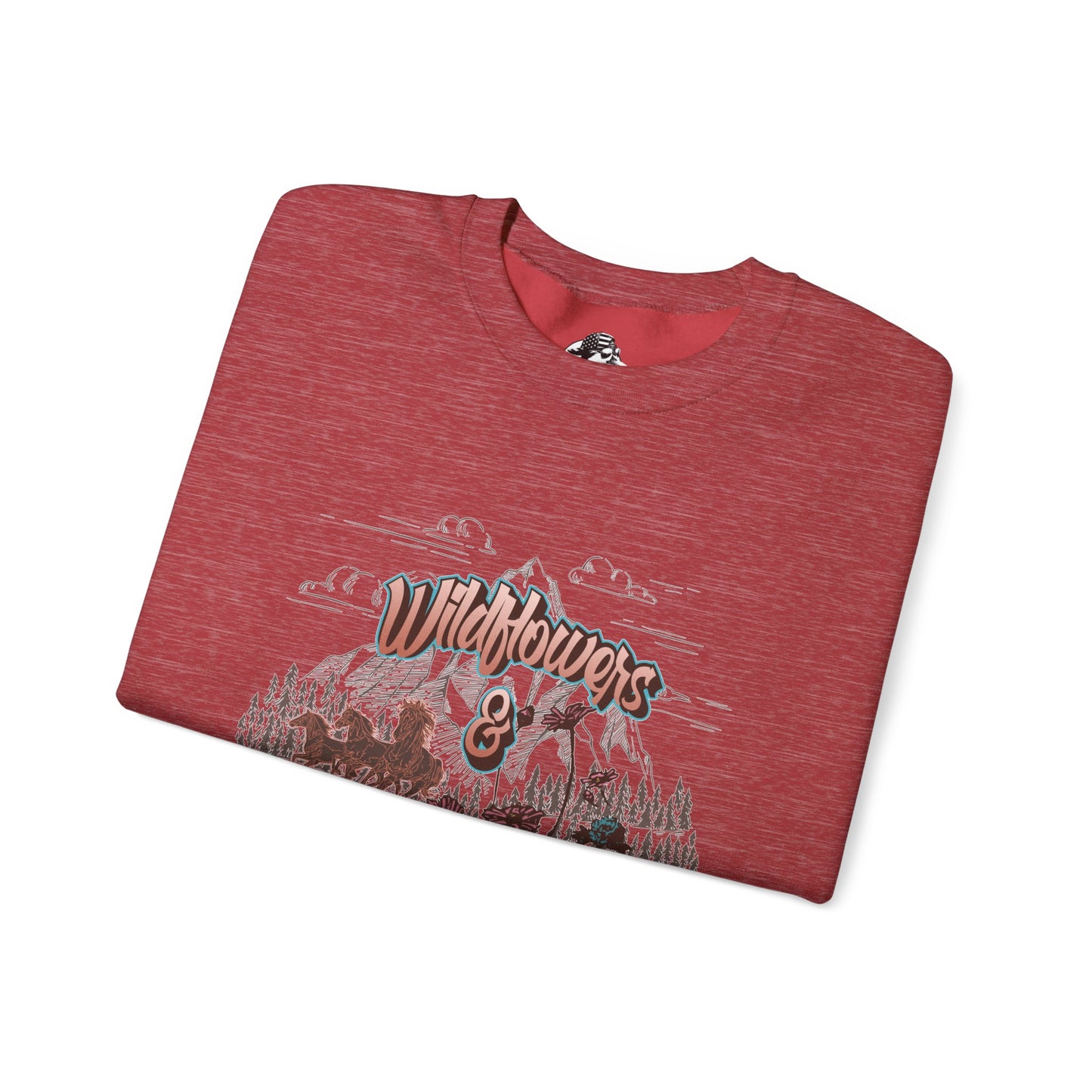 Wildflowers & Wild Horses Sweatshirt, Cozy Crewneck, Unisex Pullover, Nature Lovers Gift, Casual Fall Wear, Outdoor Adventure Apparel
