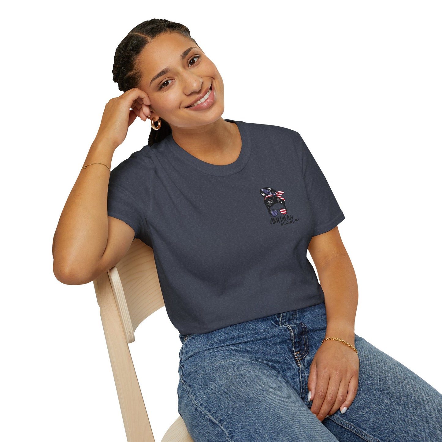 Patriotic Mama T-Shirt, Women's Tee, American Pride Shirt, Independence Day Fashion, Gift for Moms, Casual Summer Top