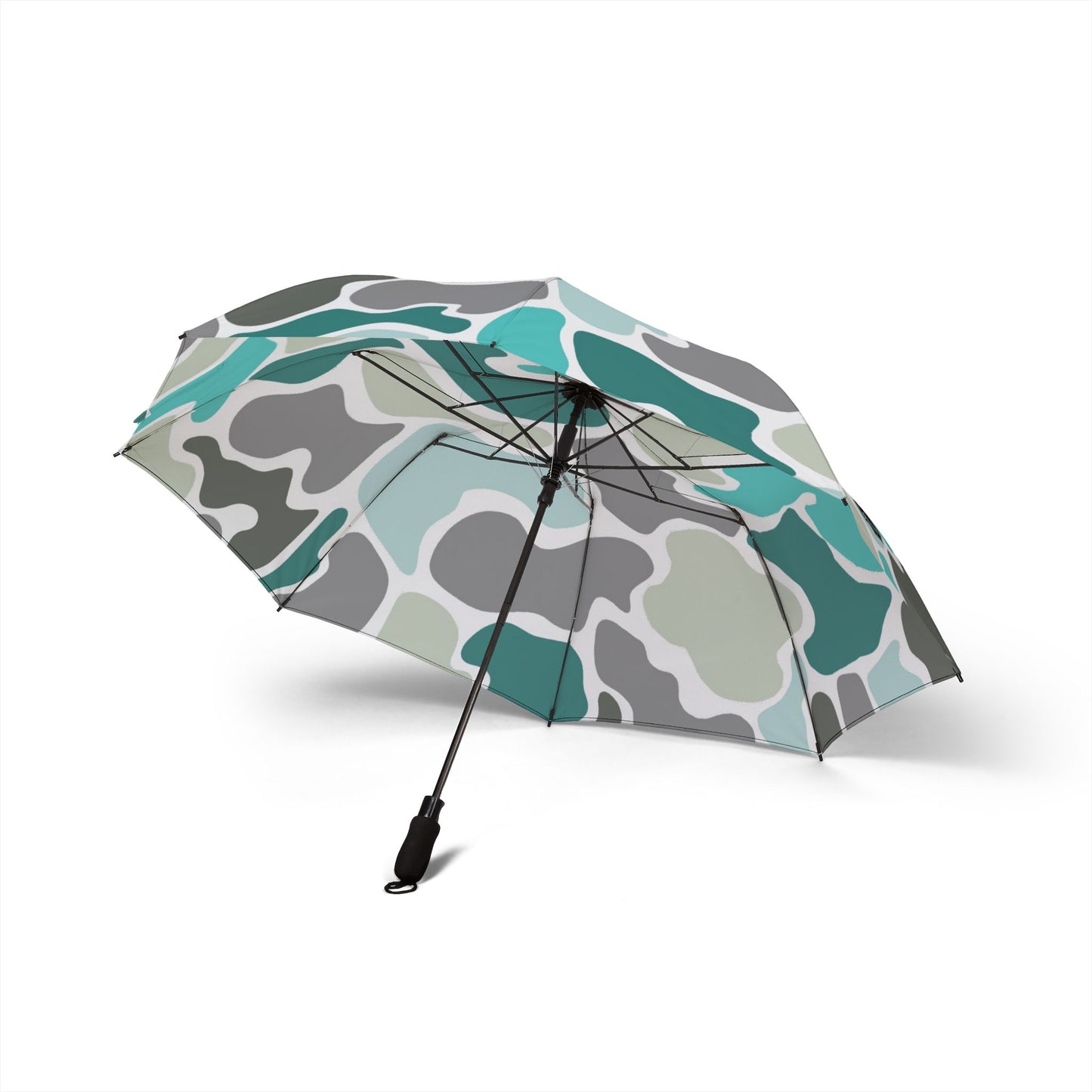 Turqoise Camouflage Semi-Automatic Foldable Umbrella - Stylish & Compact Design for Outdoor Adventures