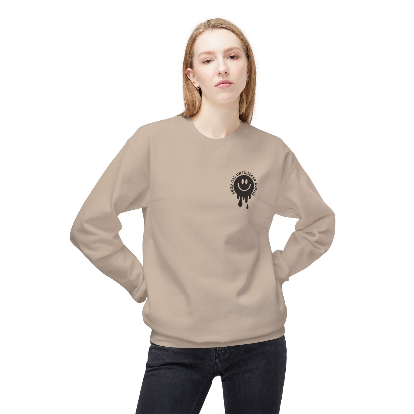 Loud Bestie Sweatshirt, Unfiltered Crewneck, Funny Gift for Friends, Cozy Casual Wear, Humor Apparel, Birthday Gift