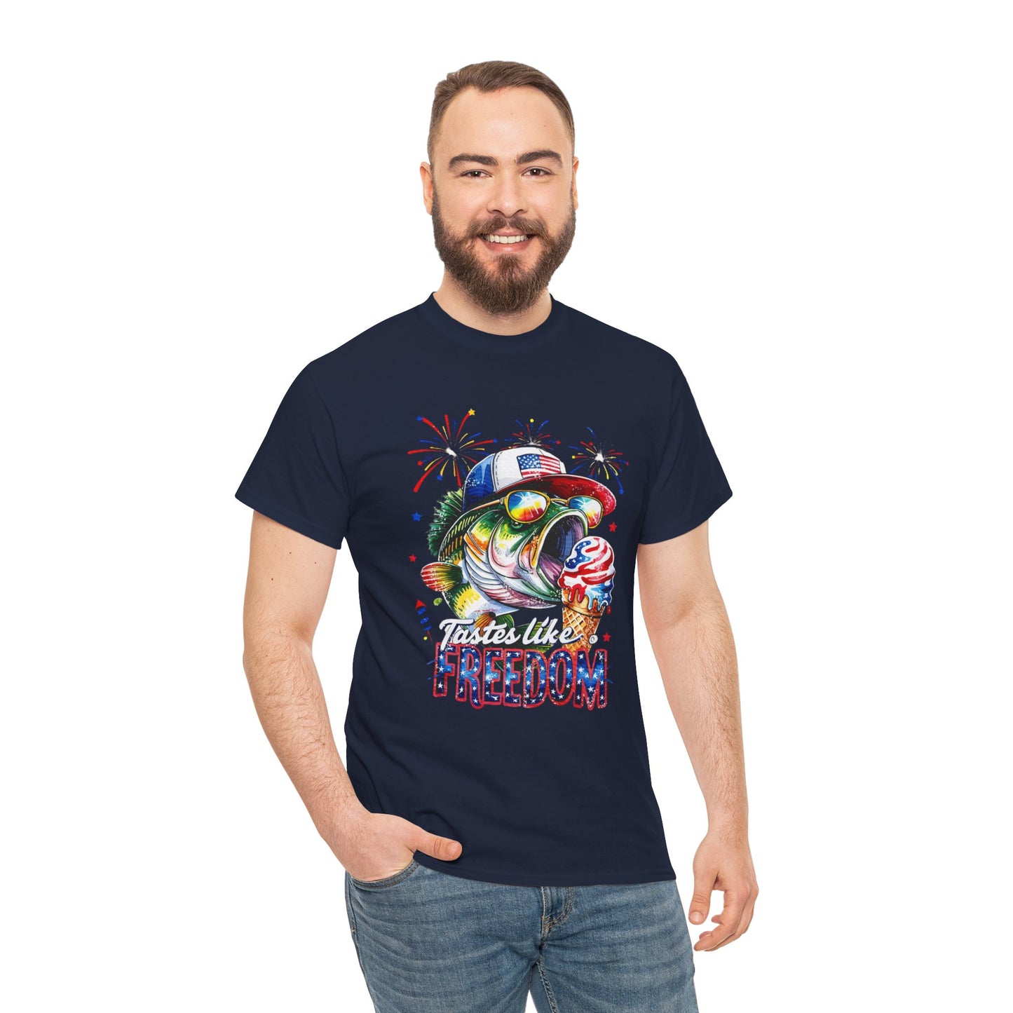 Patriotic Fishing Tee, Fourth of July Shirt, Freedom T-Shirt, Summer Adventure Apparel, Fishing Lover Gift