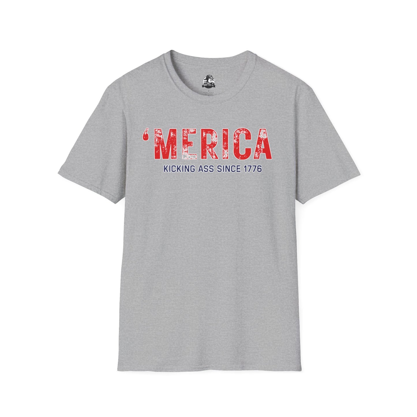 'Merica Kicking Ass T-Shirt | Unisex Softstyle Tee for Patriotic Celebrations, 4th of July, Casual Wear, Gifts, Team Spirit