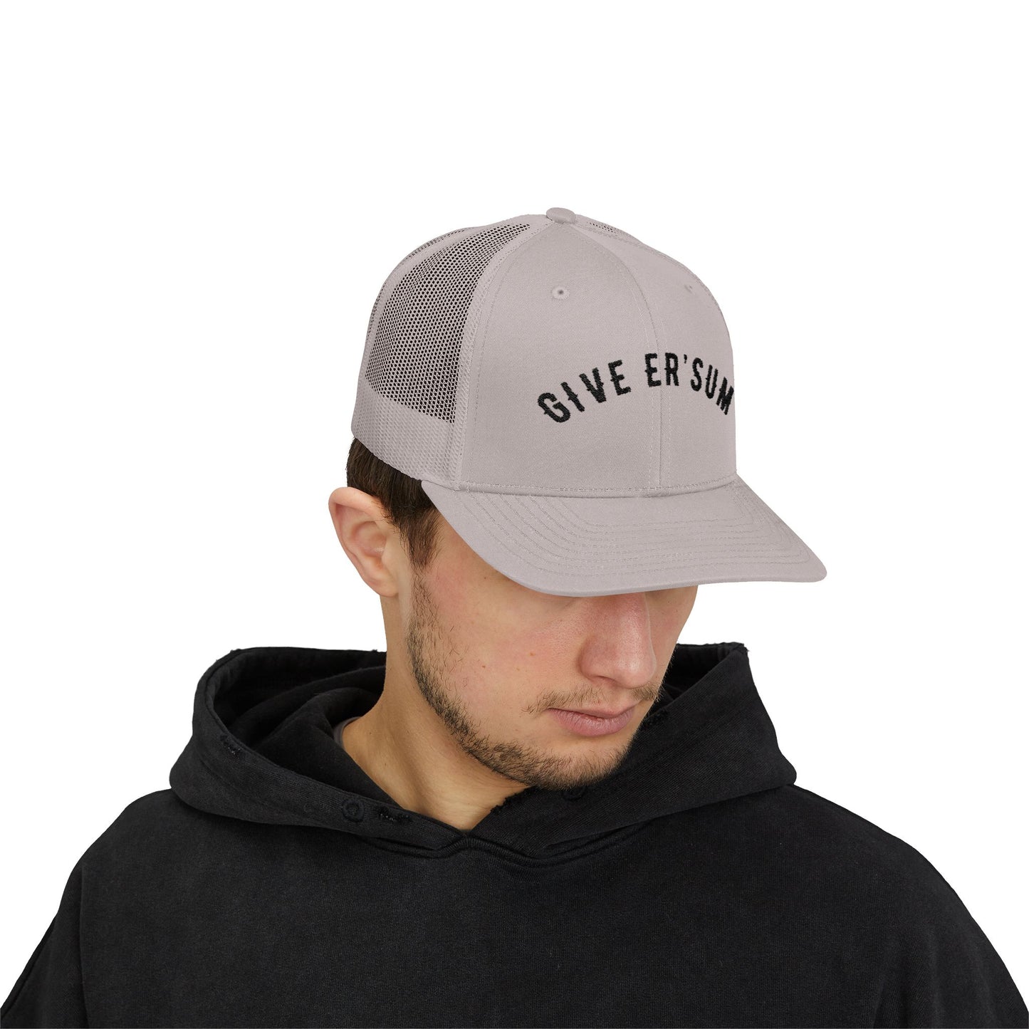 Embroidered Trucker cap - "Give er sum"