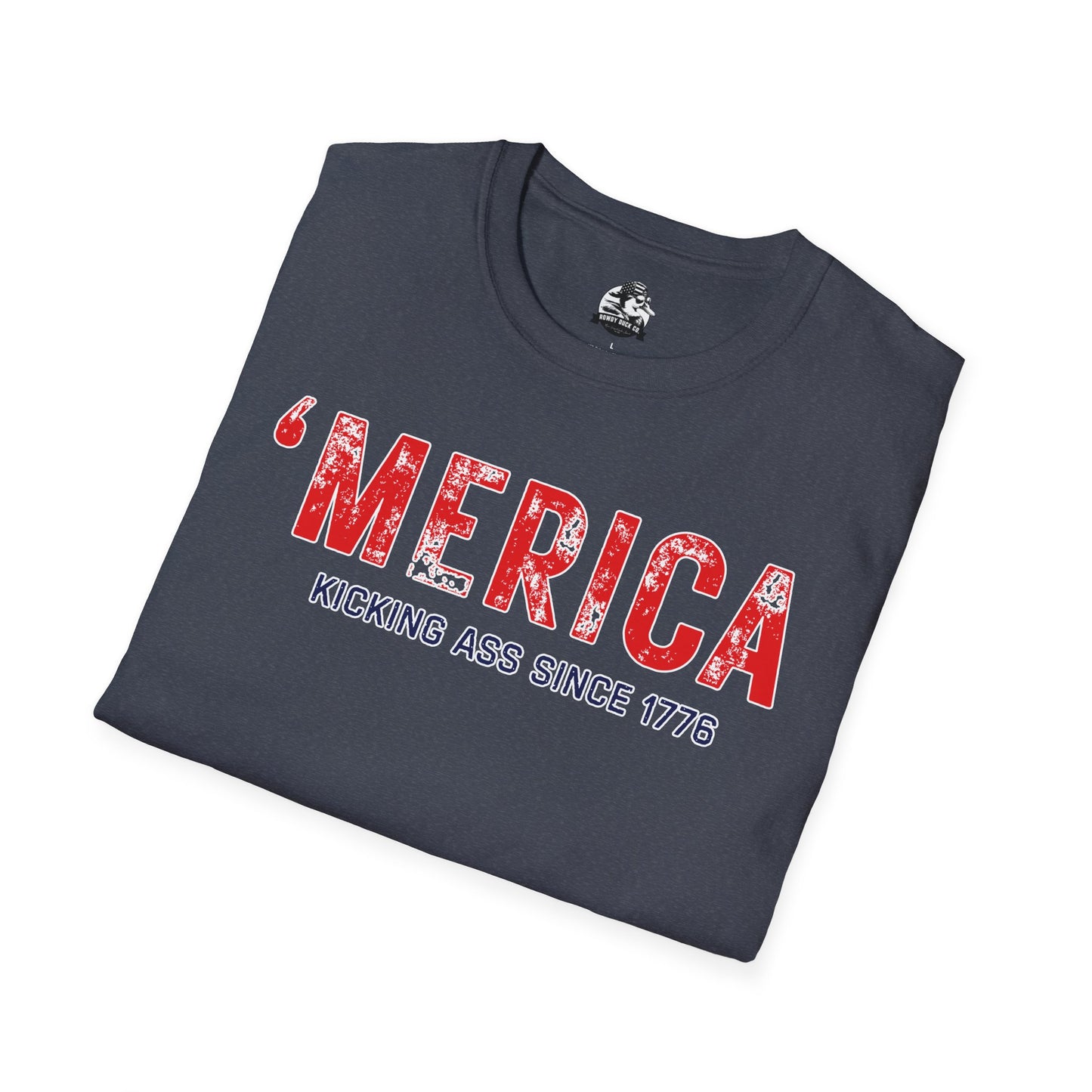 'Merica Kicking Ass T-Shirt | Unisex Softstyle Tee for Patriotic Celebrations, 4th of July, Casual Wear, Gifts, Team Spirit