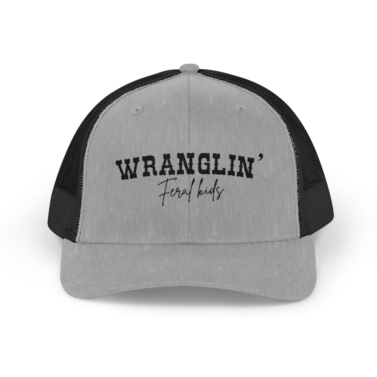 Funny Snapback Trucker Cap - Wranglin' Feral Kids
