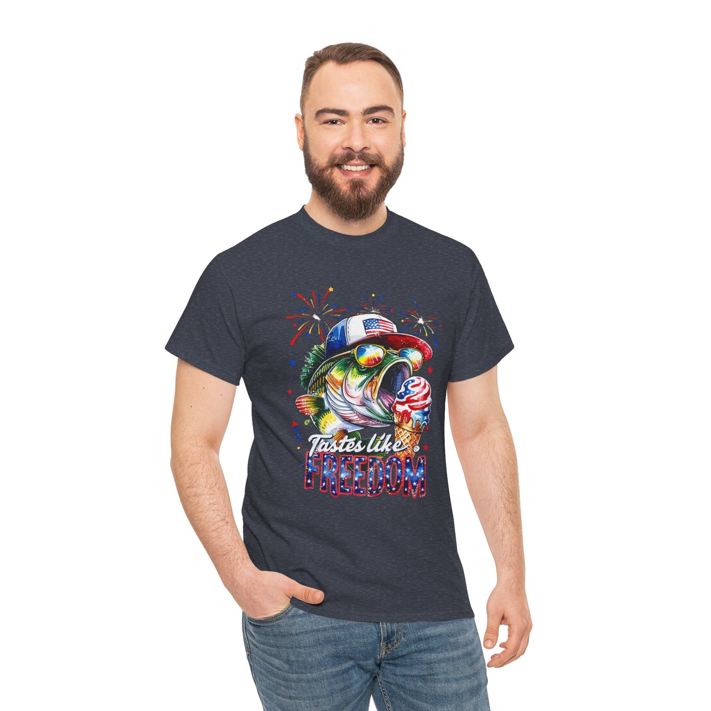 Patriotic Fishing Tee, Fourth of July Shirt, Freedom T-Shirt, Summer Adventure Apparel, Fishing Lover Gift