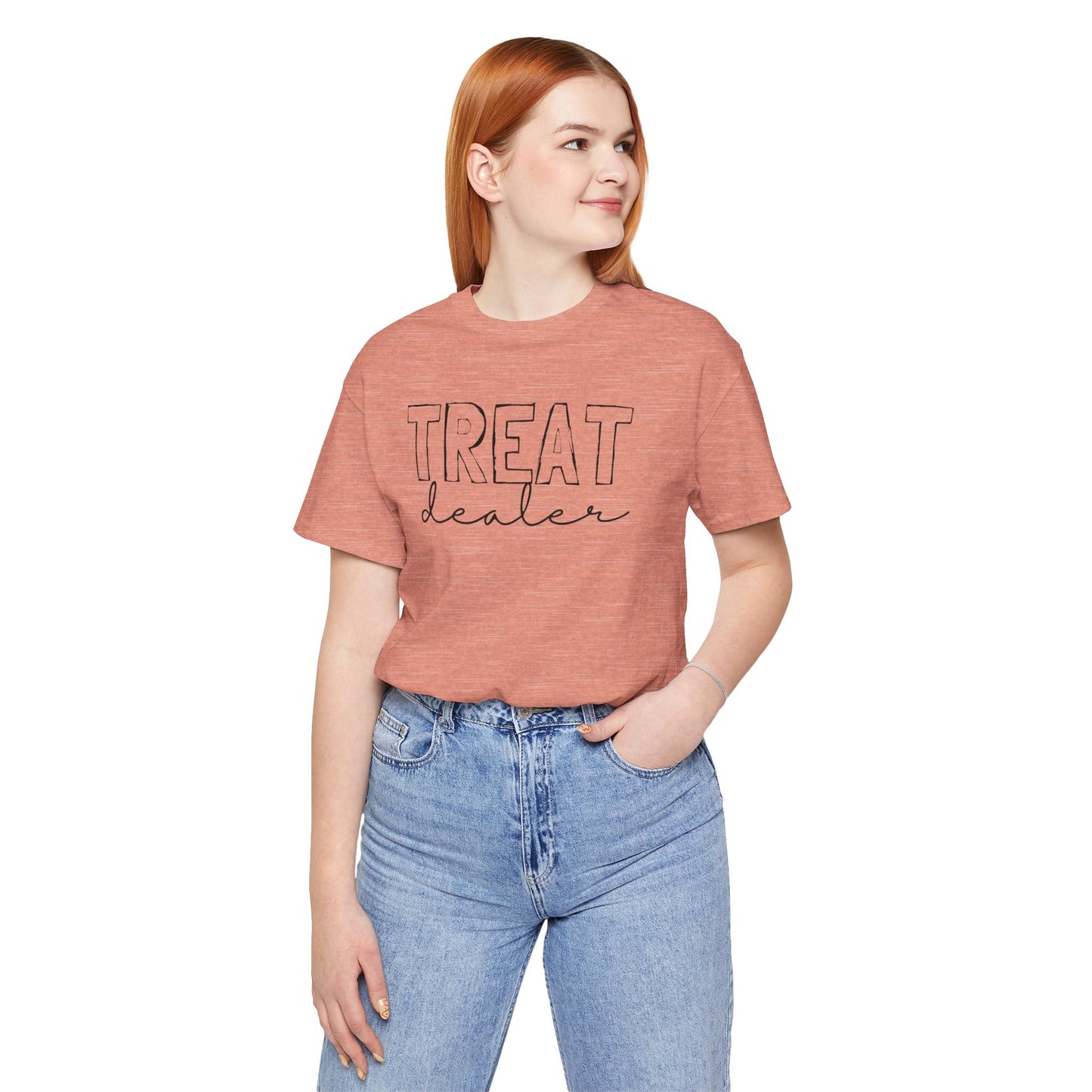 Treat Dealer Unisex Tee, Funny Gift Shirt, Cute Casual Top, Birthday Gift for Friends, Treat Yourself Humor Tee