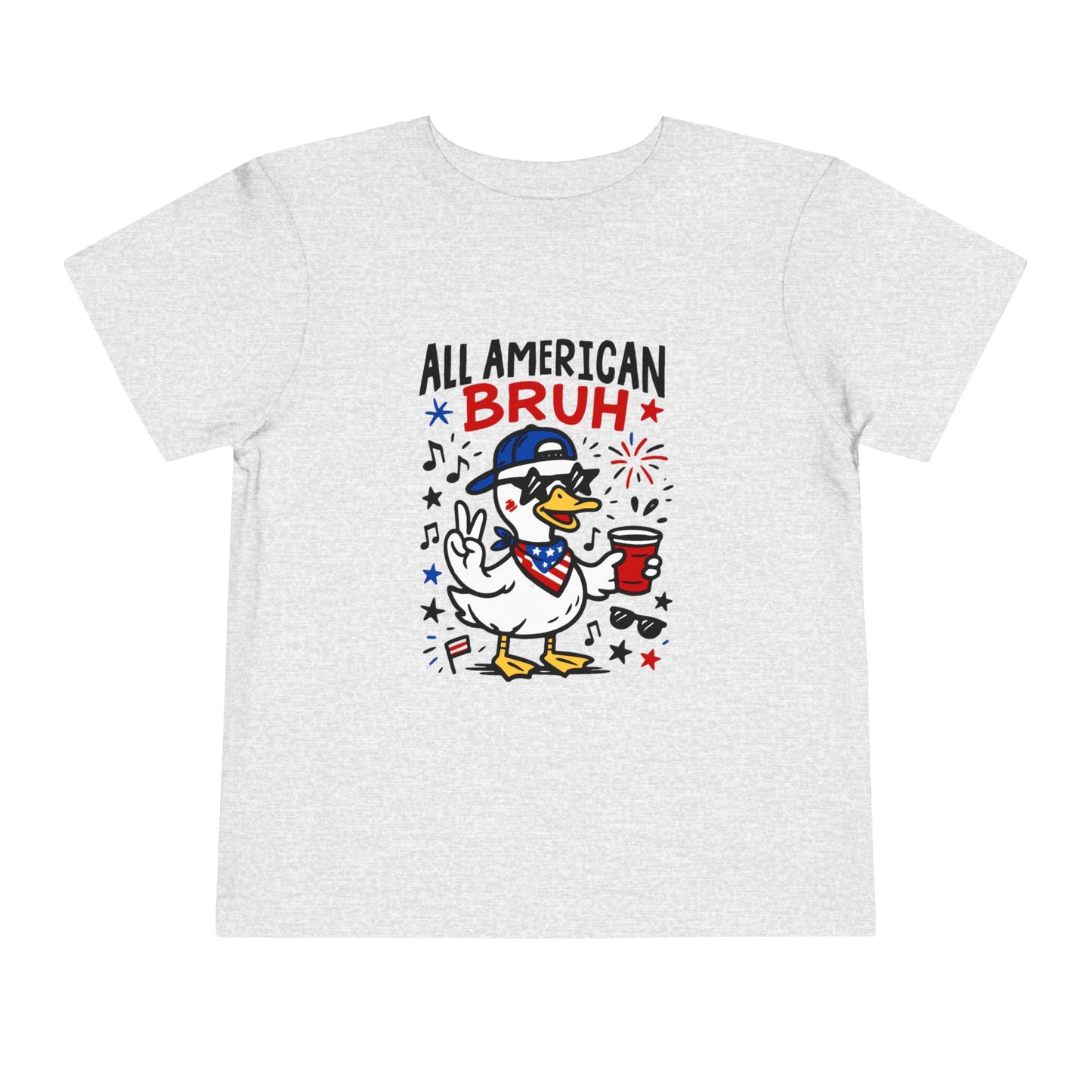 All American Bruh Toddler Tee, Cute Kids Shirt, Patriotic Toddler Outfit, 4th of July Apparel, Funny Duck Graphic Tee