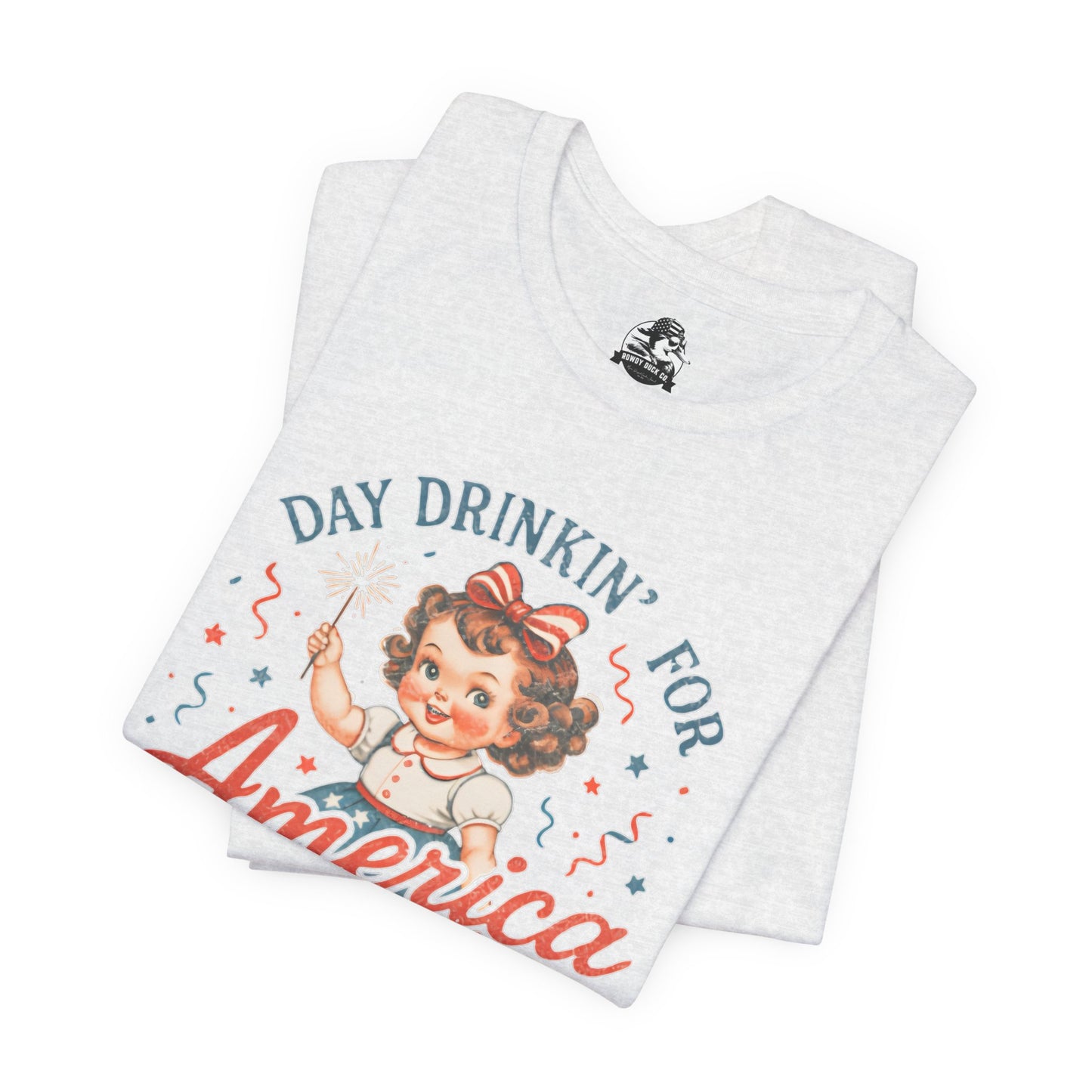 Day Drinkin' for America Unisex Tee, Fun Summer Shirt, Patriotic T-Shirt, Fourth of July Apparel, Gift for BBQ Lovers, Casual Weekend Wear