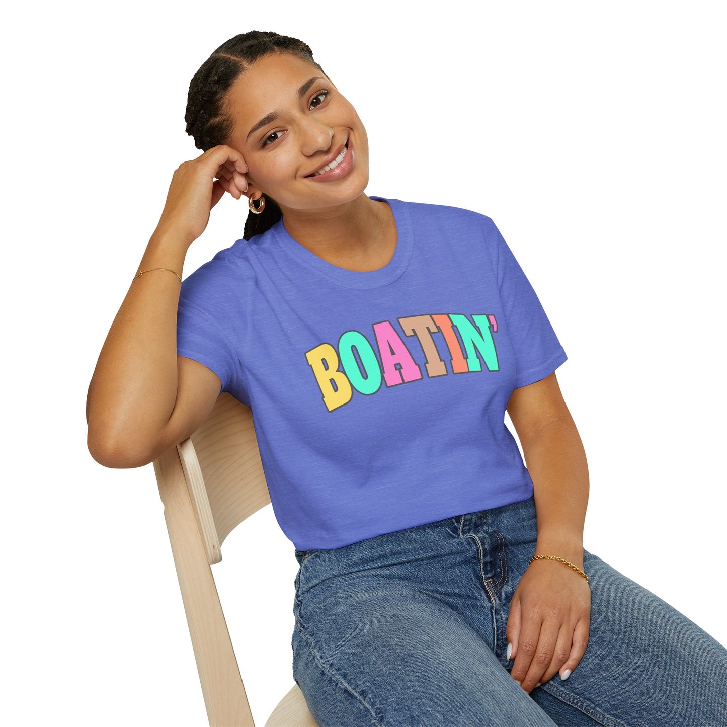 Colorful Boat Themed Unisex Softstyle T-Shirt, Perfect for Summer Days and Casual Outings, Gift for Boating Enthusiasts