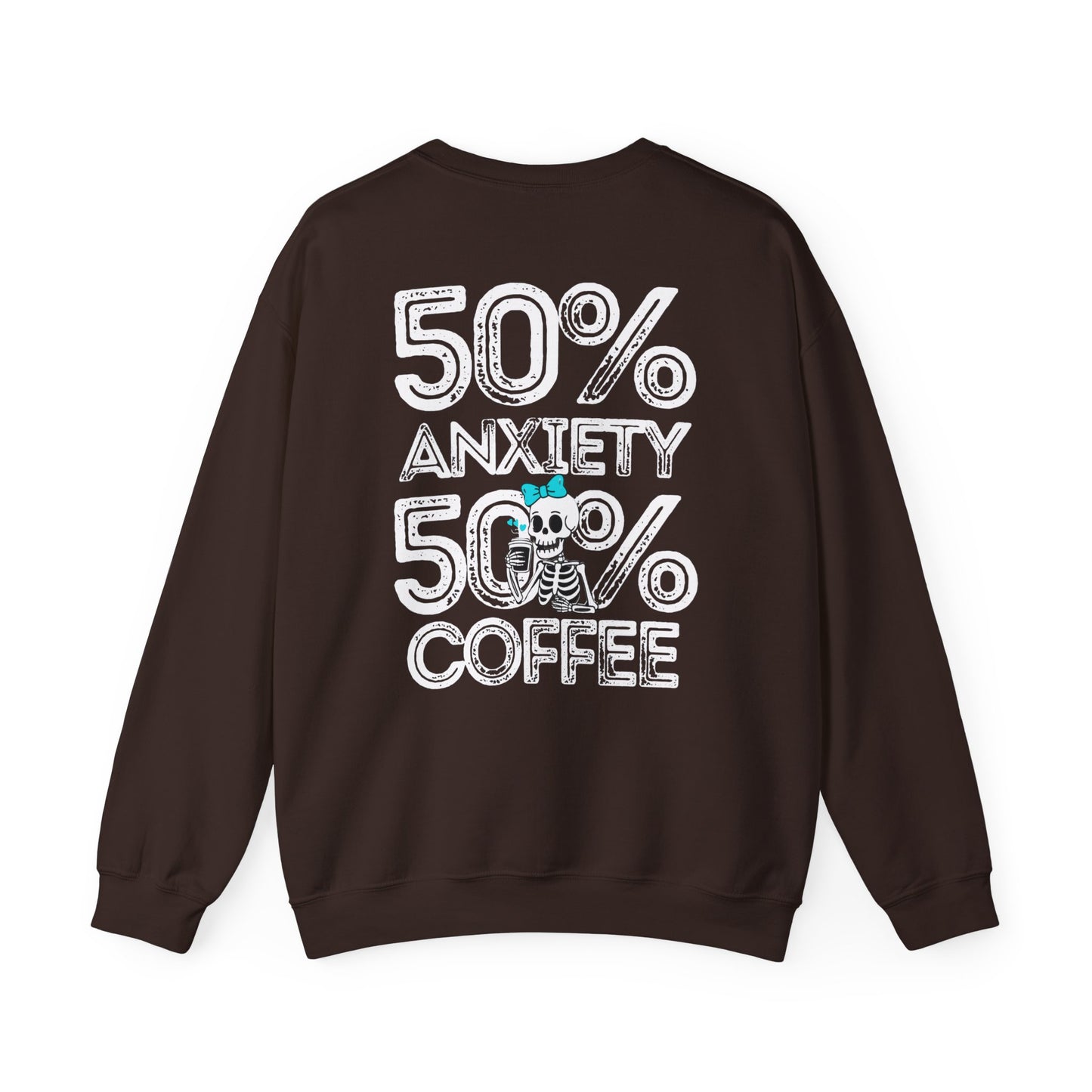 Unisex Fleece Crewneck 50% anxiety 50% coffee