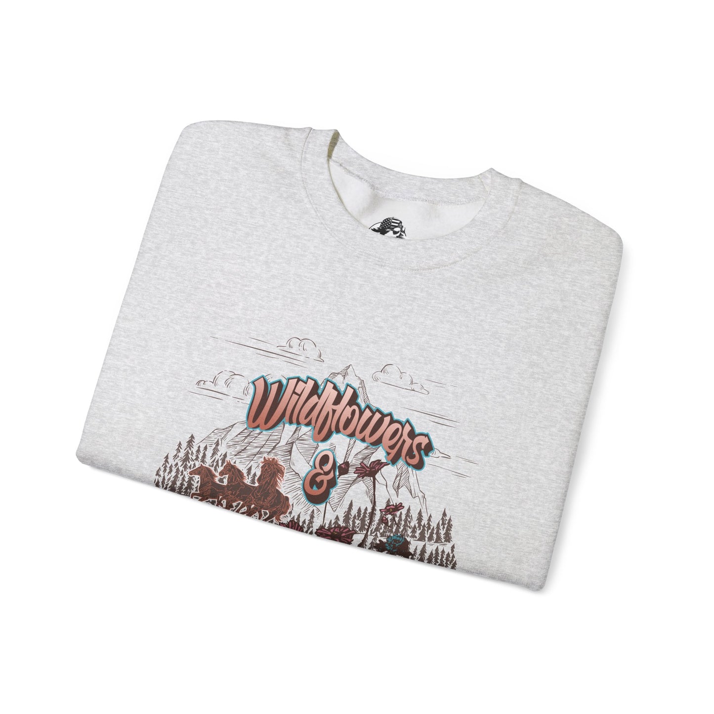 Wildflowers & Wild Horses Sweatshirt, Cozy Crewneck, Unisex Pullover, Nature Lovers Gift, Casual Fall Wear, Outdoor Adventure Apparel