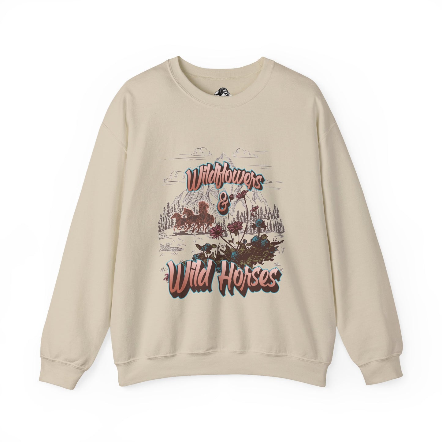 Wildflowers & Wild Horses Sweatshirt, Cozy Crewneck, Unisex Pullover, Nature Lovers Gift, Casual Fall Wear, Outdoor Adventure Apparel