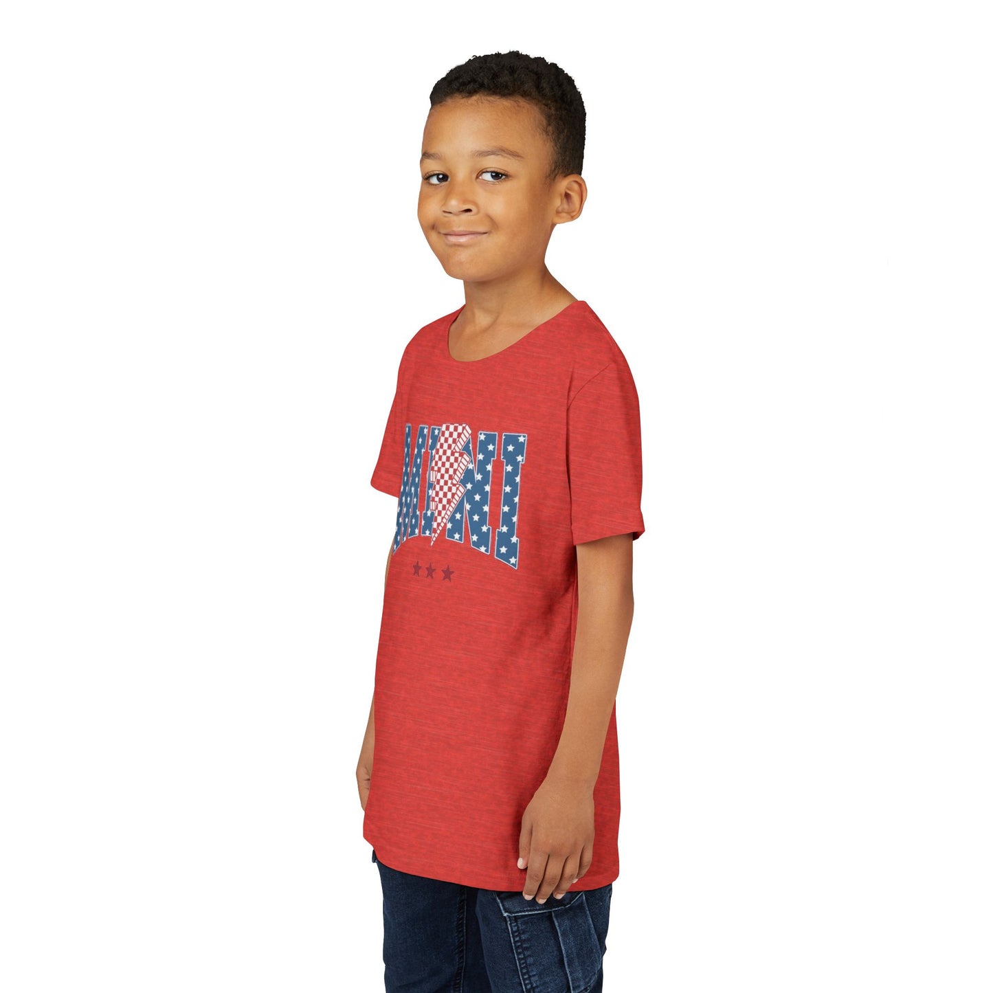 Patriotic Youth Tee, Kids 4th of July Shirt, Mini American Flag T-Shirt, Summer Playwear, Independence Day Gift