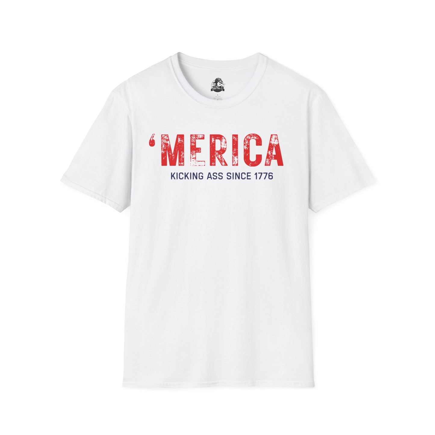 'Merica Kicking Ass T-Shirt | Unisex Softstyle Tee for Patriotic Celebrations, 4th of July, Casual Wear, Gifts, Team Spirit